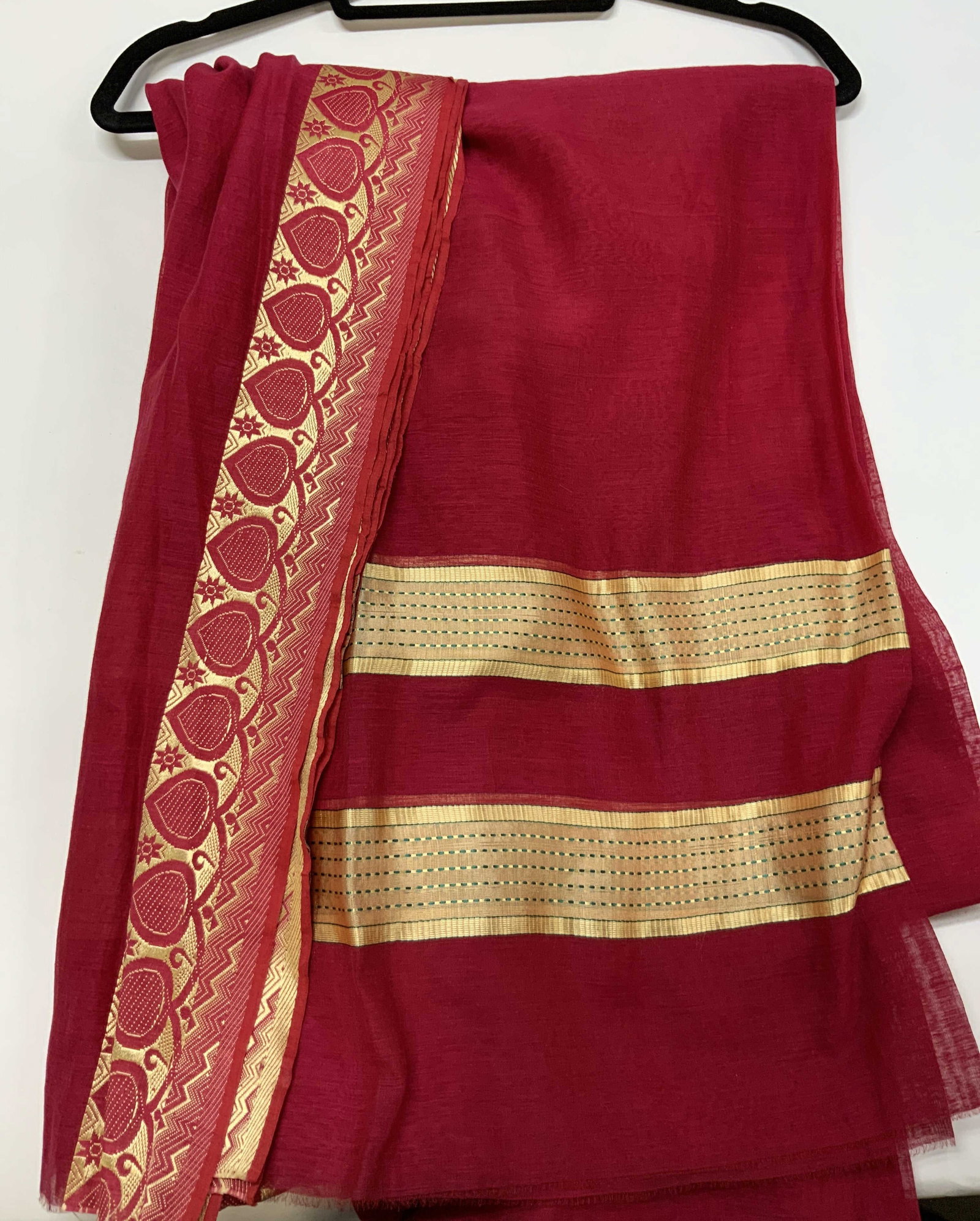 Red Saree W Gold Toned Accents (1 of 6)