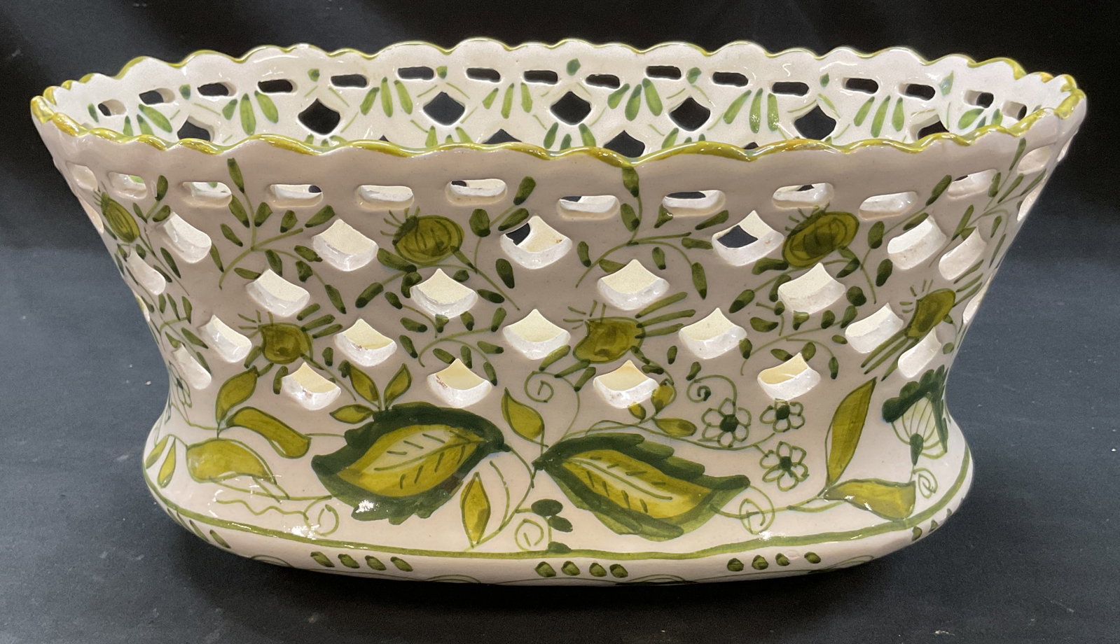 Vintage Ceramic Lattice Hand Painted Planter (1 of 6)