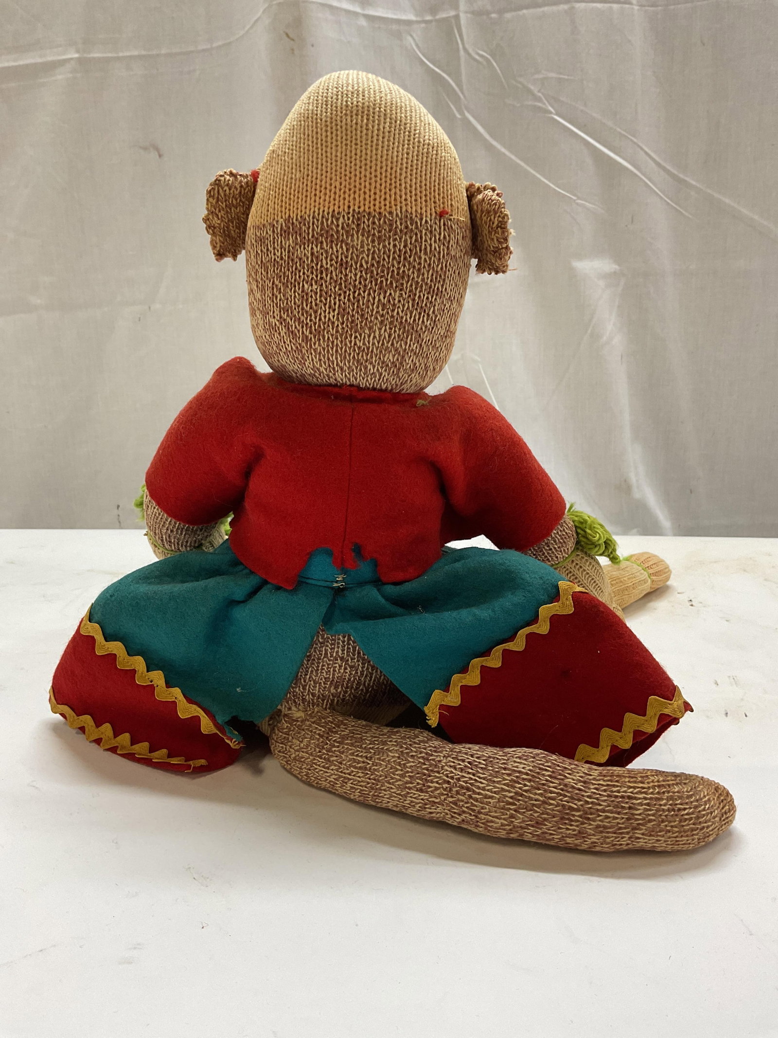 Vtg Handmade Sock Monkey Doll - 4