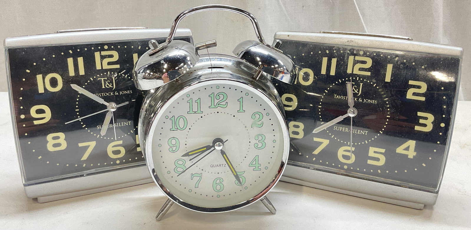 Vtg Lt3 Desk Clocks. 2 Travistock 1 Twin-Bell (1 of 10)