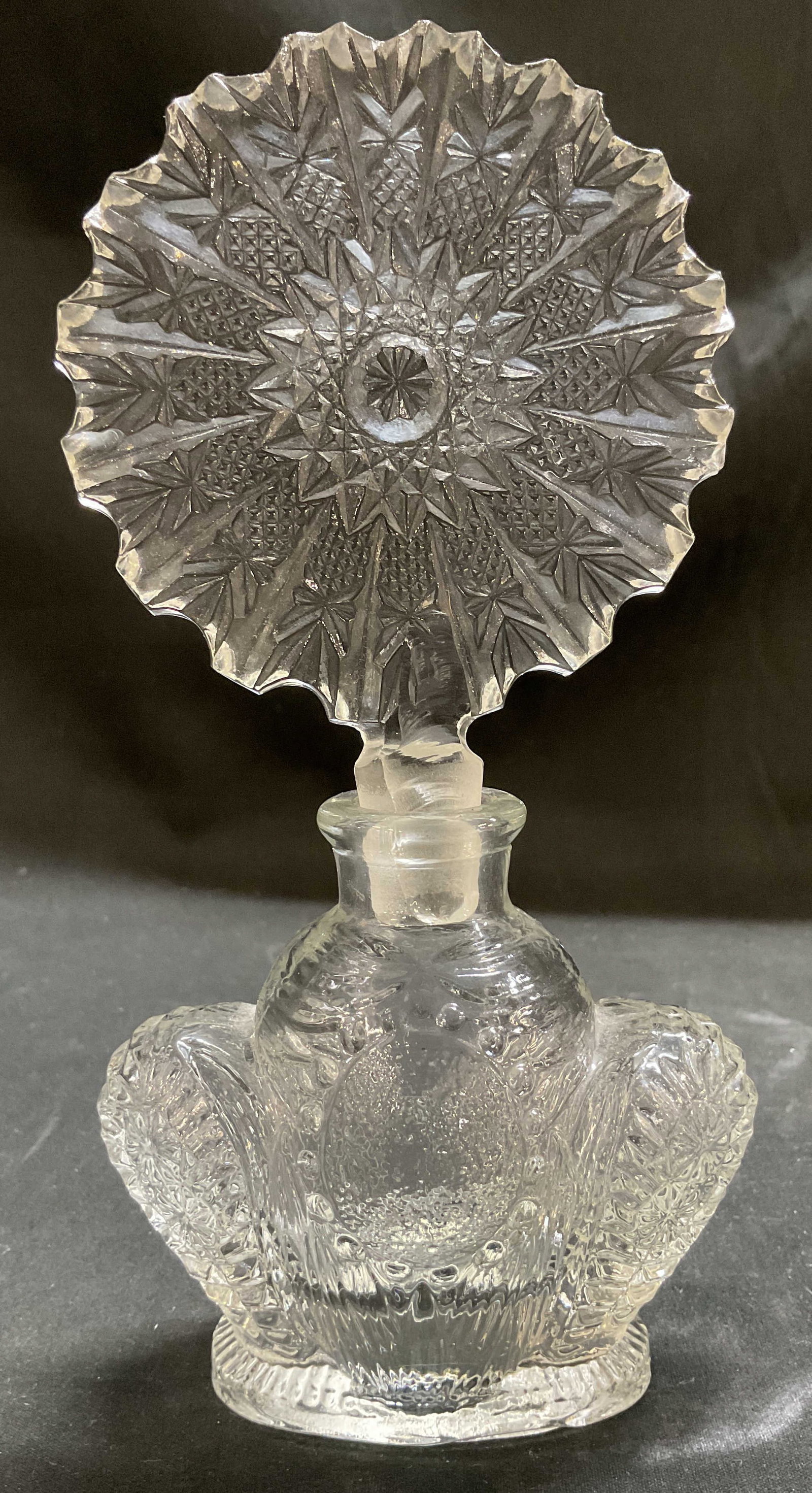 Vtg Snowflake Clear Glass Perfume Bottle (1 of 6)