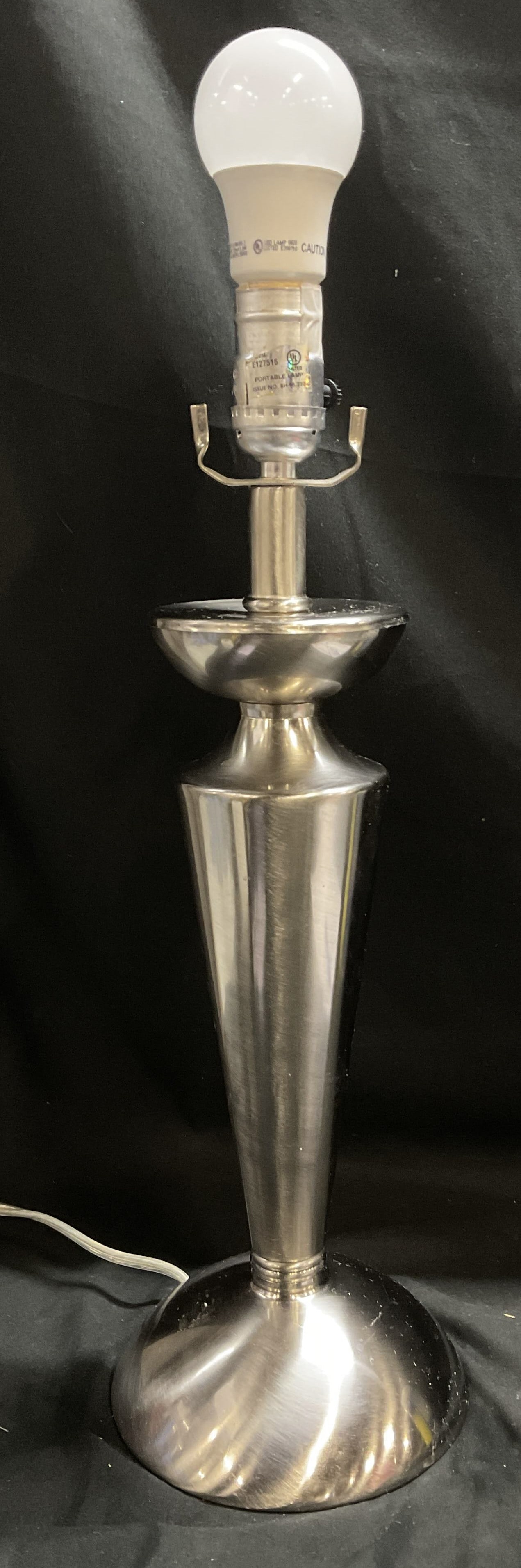 VTG Berman Tapered Hourglass Silver-Toned Lamp (1 of 6)