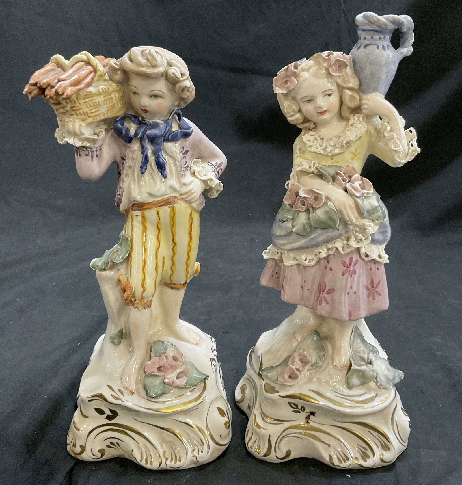 Pair VTG SGND Cordey Porcelain Rococo Style Figs (1 of 12)