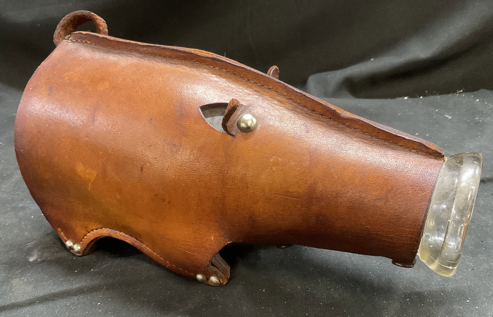 VTG Hand-Crafted Leather-Covered Pig Design Bottle (1 of 7)