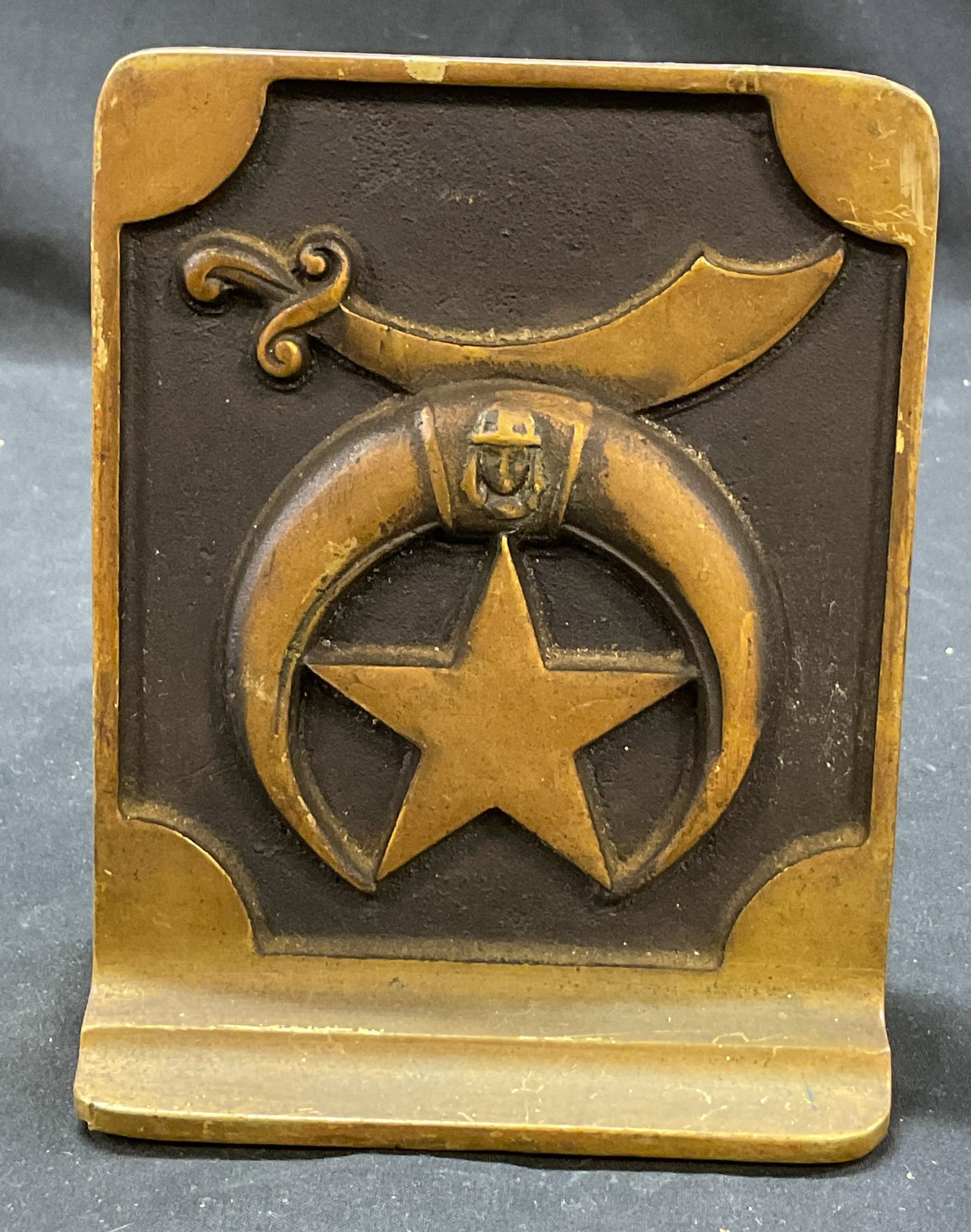Vintage Brass Toned Cast Metal Masonic Bookend (1 of 7)