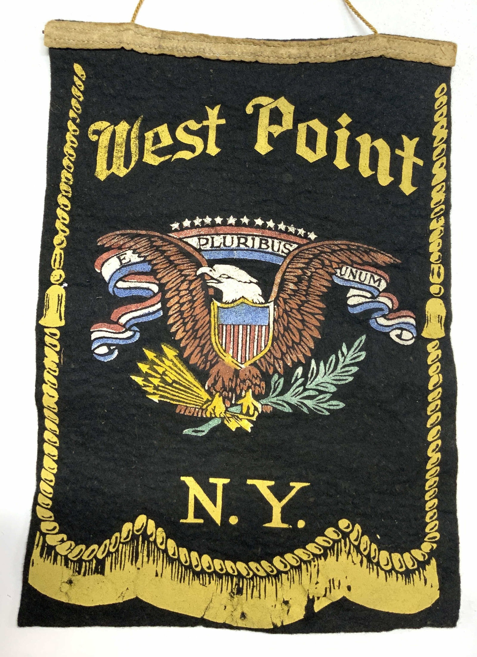 Antq West Point NY Felt Wall Banner, USMA (1 of 5)