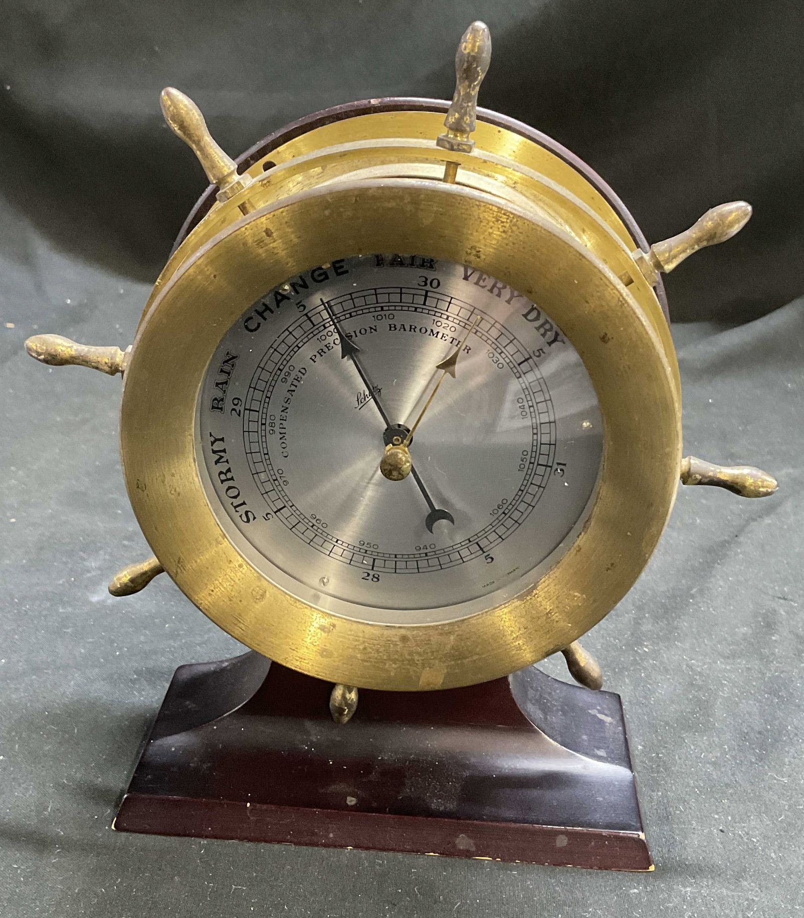 VTG Schatz Brass Ship Wheel Barometer GERMANY (1 of 9)