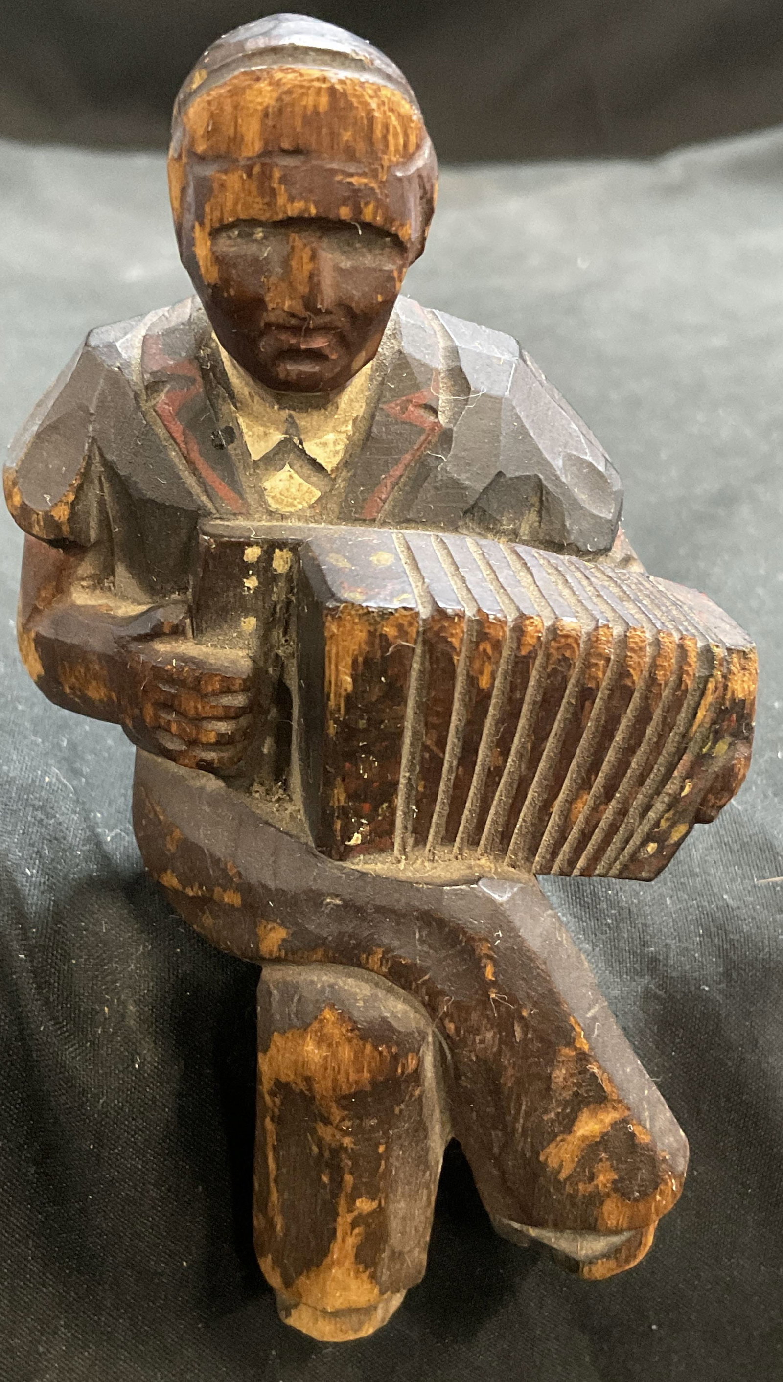 VTG Hand-Carved Wooden Accordion Player Figurine (1 of 7)