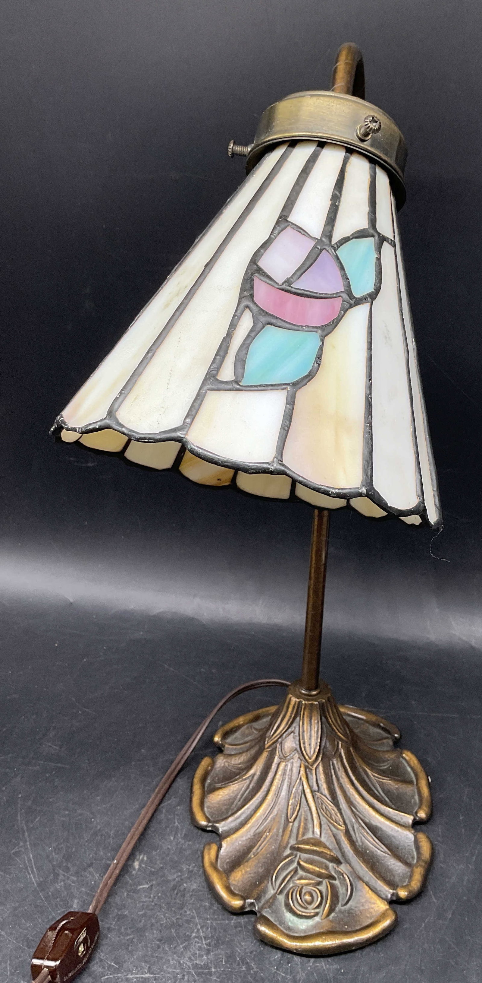 Bronze Patina Stained Glass Table Lamp (1 of 7)