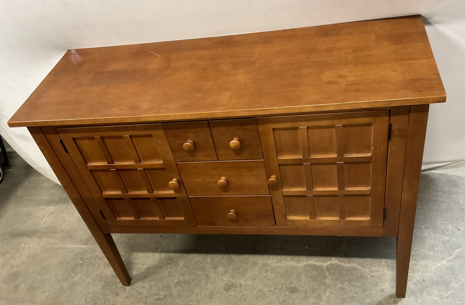 Wooden Grid-Panel Door Cabinet Dresser (1 of 13)