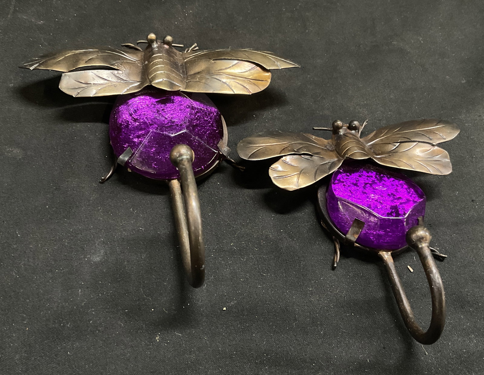 St2 VTG Cast-Iron Dragonfly Art Glass Wall Hooks (1 of 7)