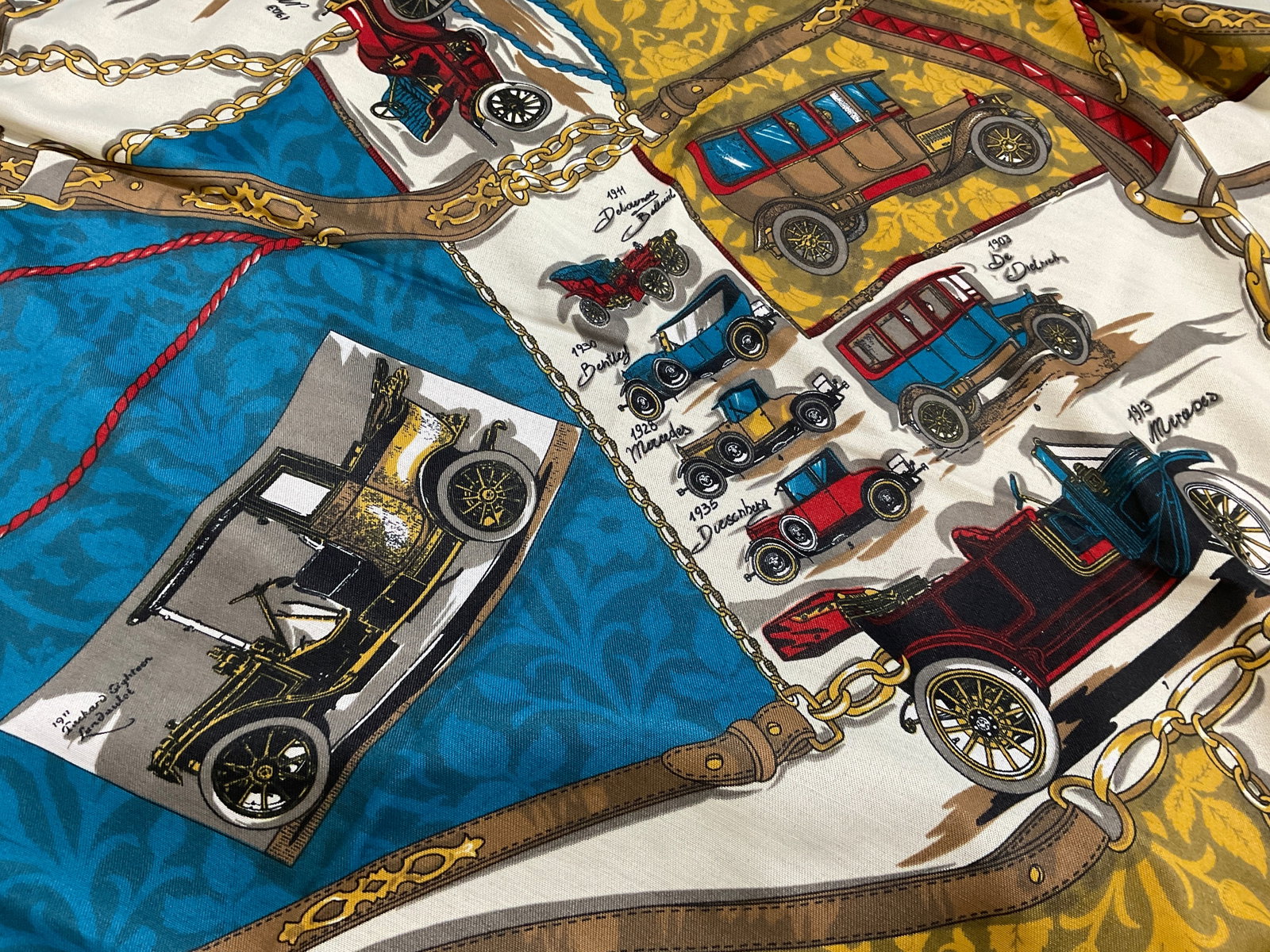 VTG Romeo Del Duca Automobile Print Scarf ITALY