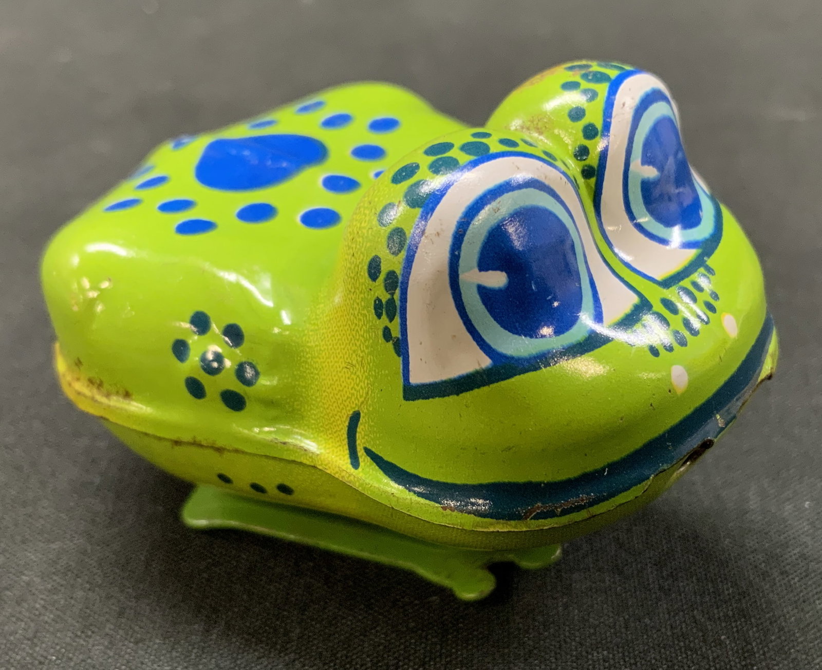 Vtg Tin Litho Wind-Up Jumping Frog Toy, Japan (1 of 7)