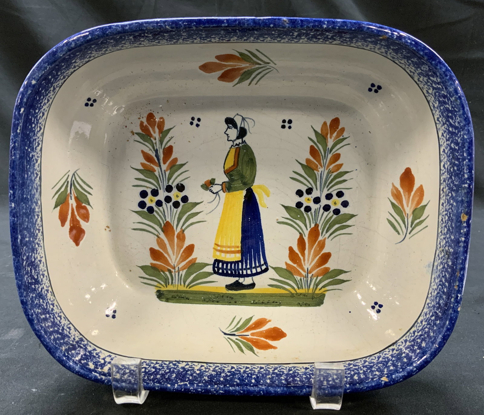 Vtg Henriot Quimper Sq. Serving Bowl, France (1 of 6)