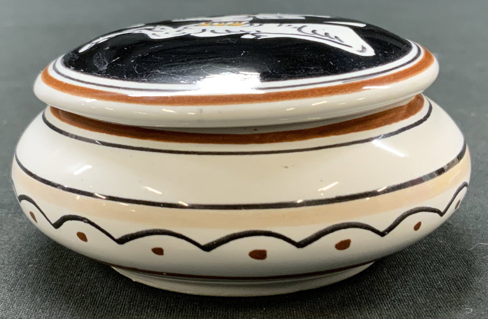 Vtg Italian Siena Leocorno Lidded Trinket Dish, IT (1 of 6)