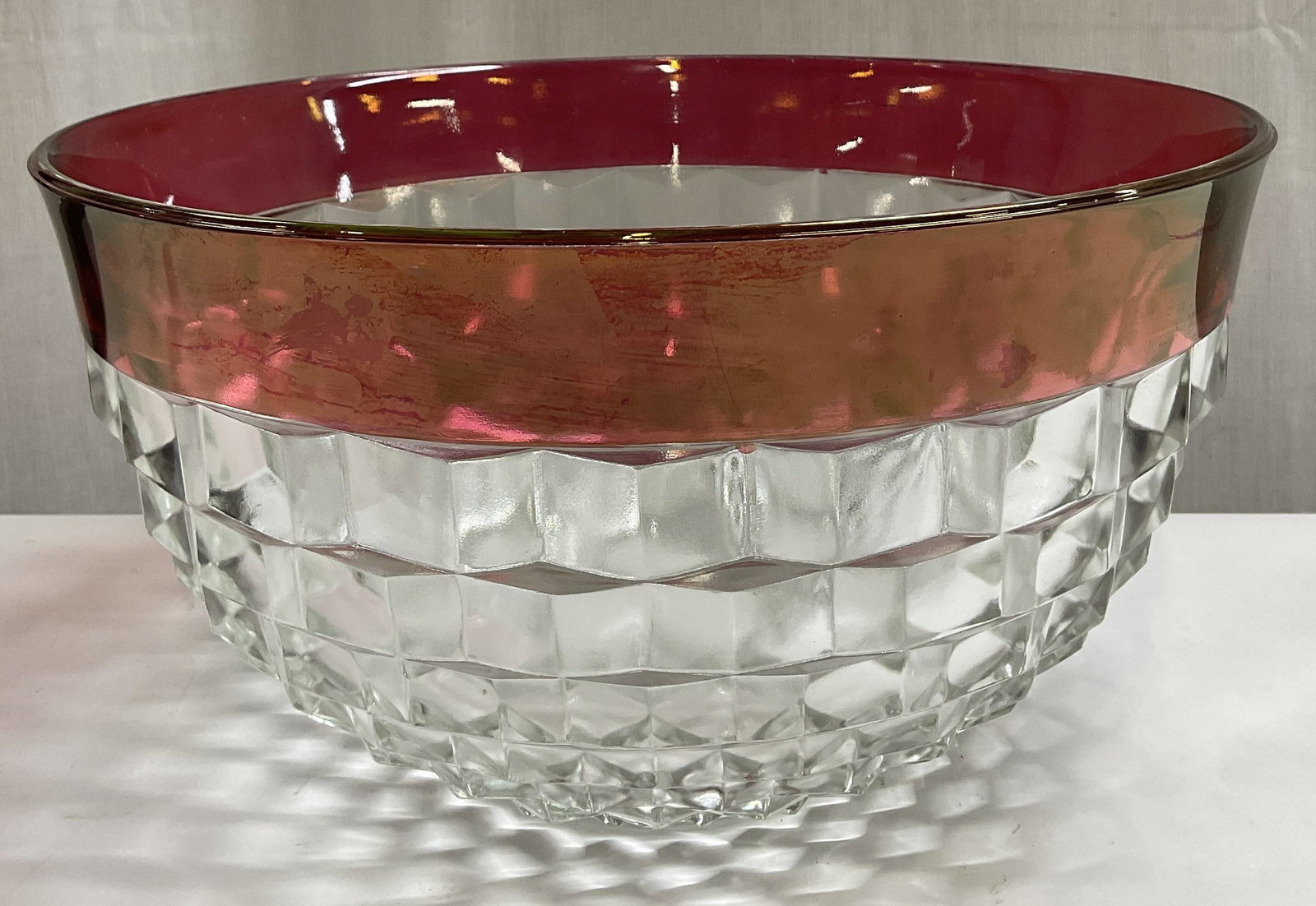 60s Indiana G Whitehall Ruby Flash Crys Punch Bowl (1 of 8)