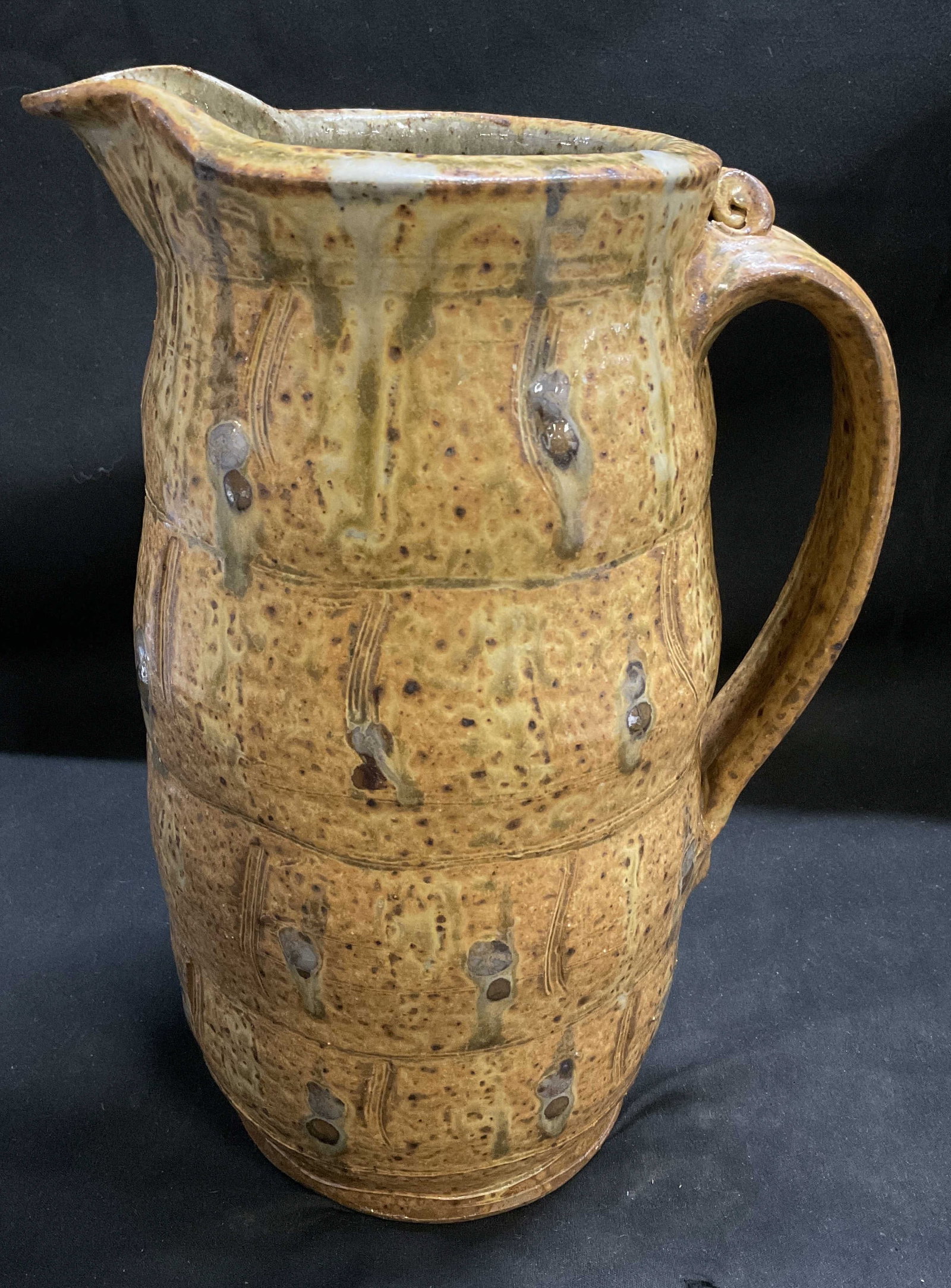 ANTIQUE SIGNED Salt-Glazed Folk Pottery Pitcher (1 of 7)