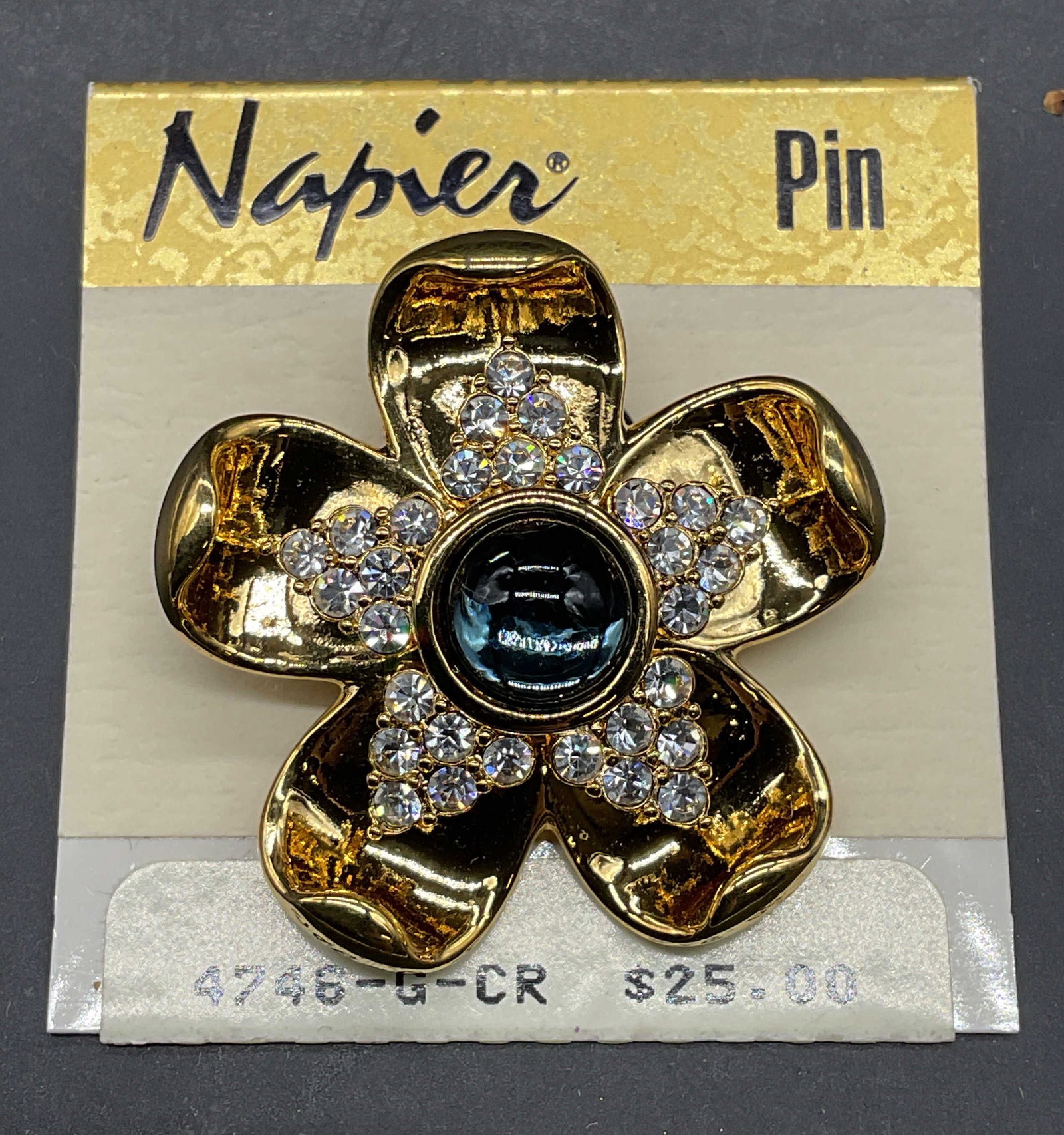 VTG Napier Gold Tn Crystal Flower Brooch NWT (1 of 6)