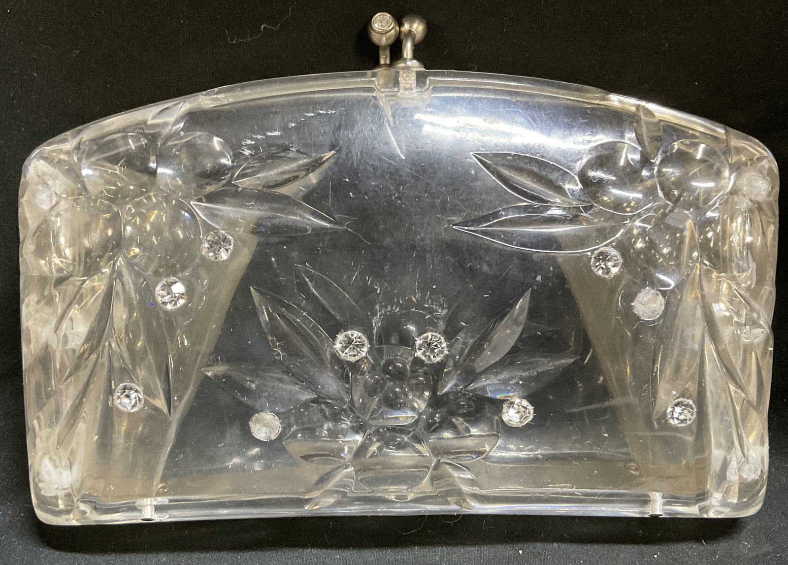 50s-60s Hand-Carved Clear Lucite Clutch Eve Bag (1 of 8)