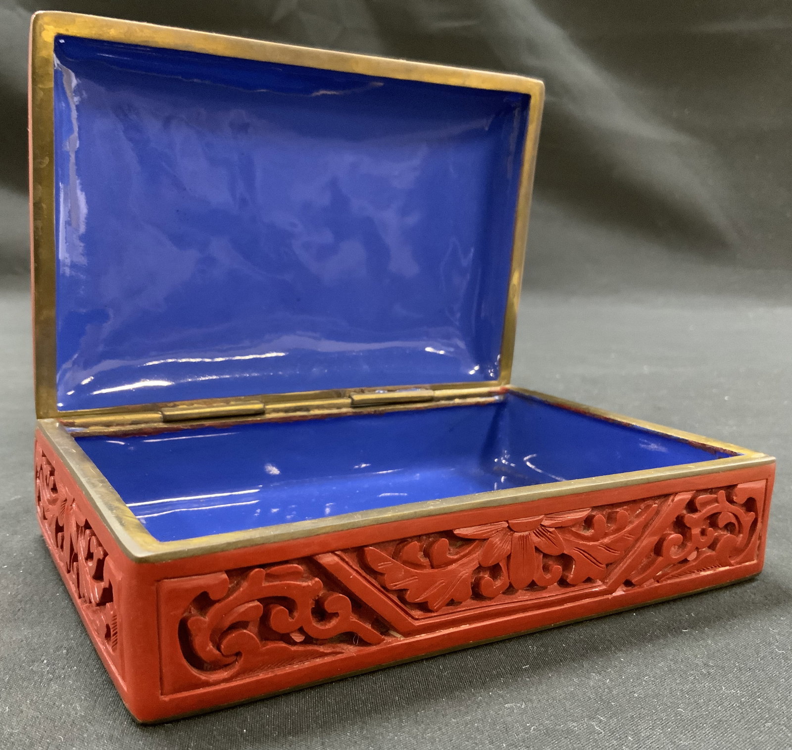 Chinese Carved Cinnabar Lacquer Enamel Box (1 of 7)