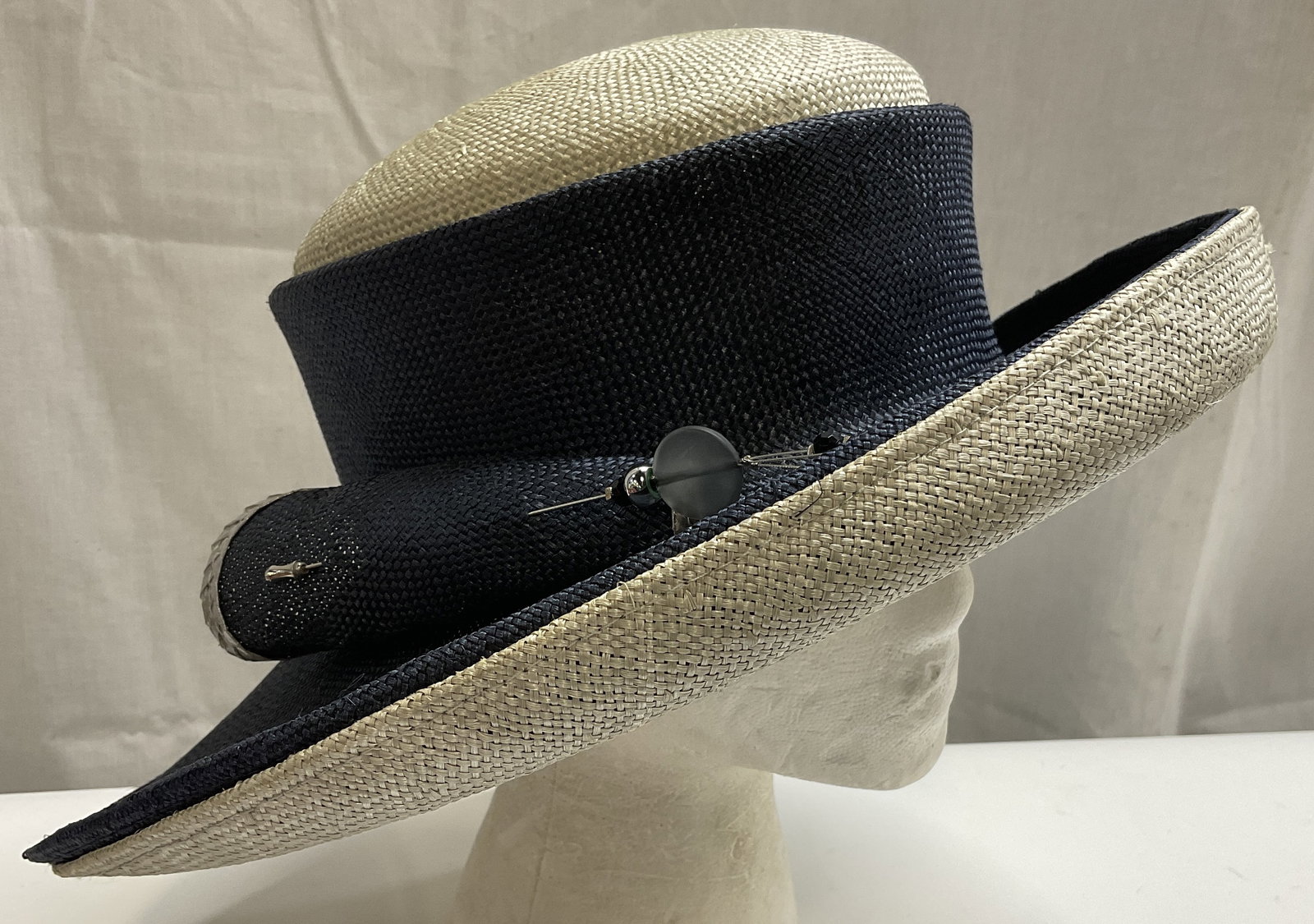 VTG Seeberger Two-Toned Straw Slouch Hat GERMANY (1 of 9)