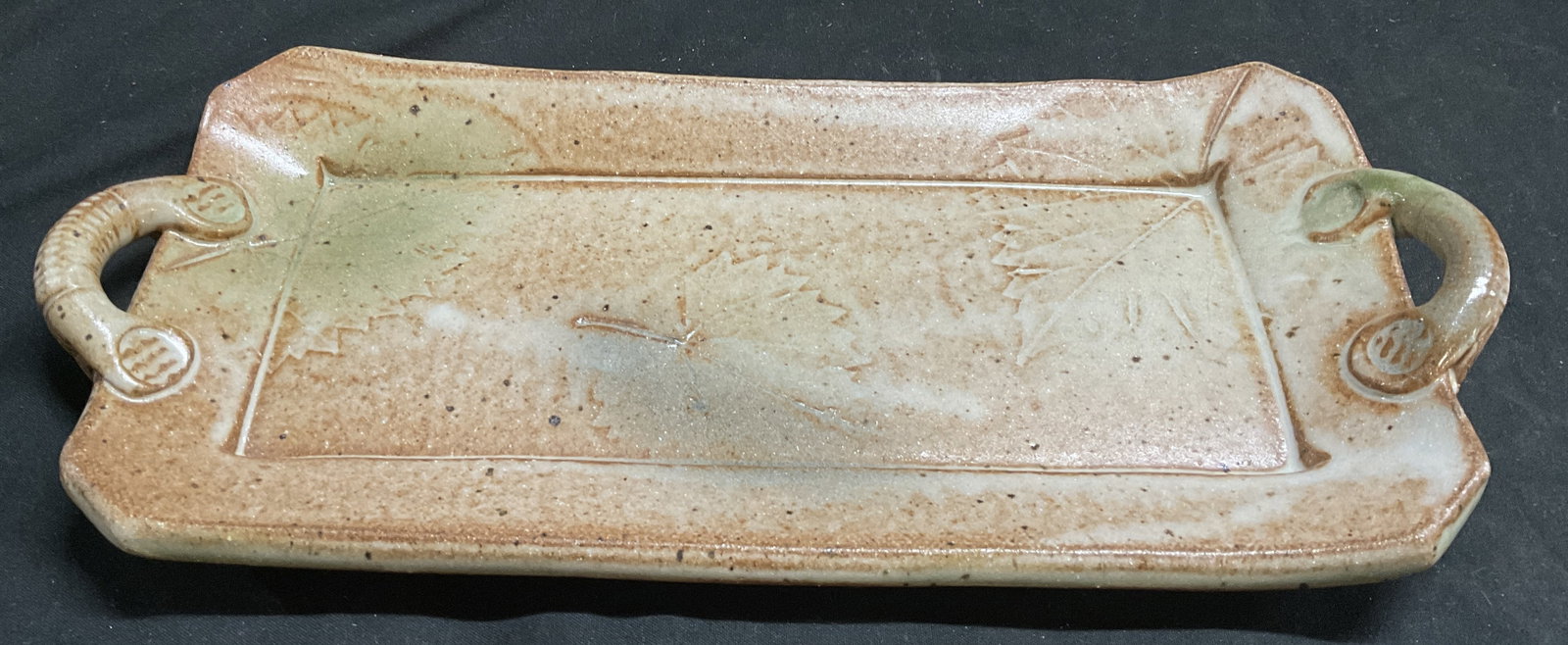 Handcrafted Studio Pottery Leaf Indented Serv Tray (1 of 6)