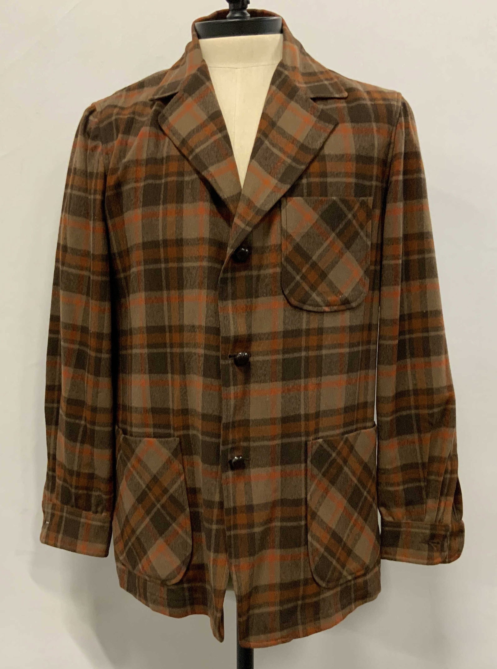 Vtg Pendleton orange and brown wool jacket USA (1 of 6)