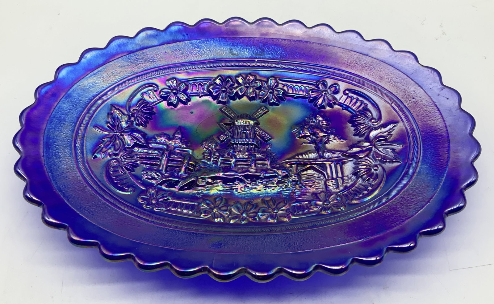 Vtg Imperial Iridescent Carnival Glass Dresser Tray