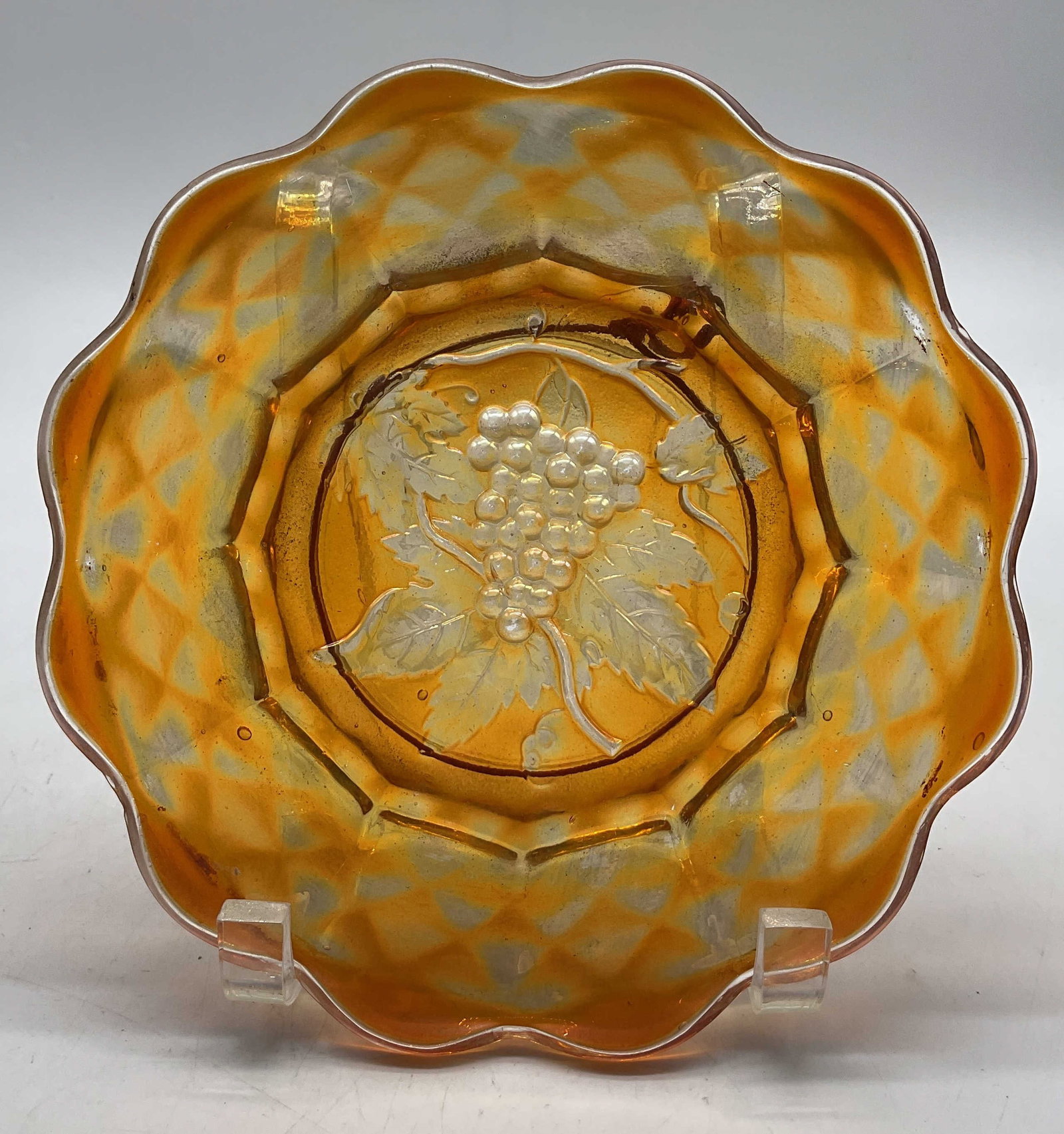 Antq Imperial Heavy Grape Carnival Glass Plate (1 of 6)