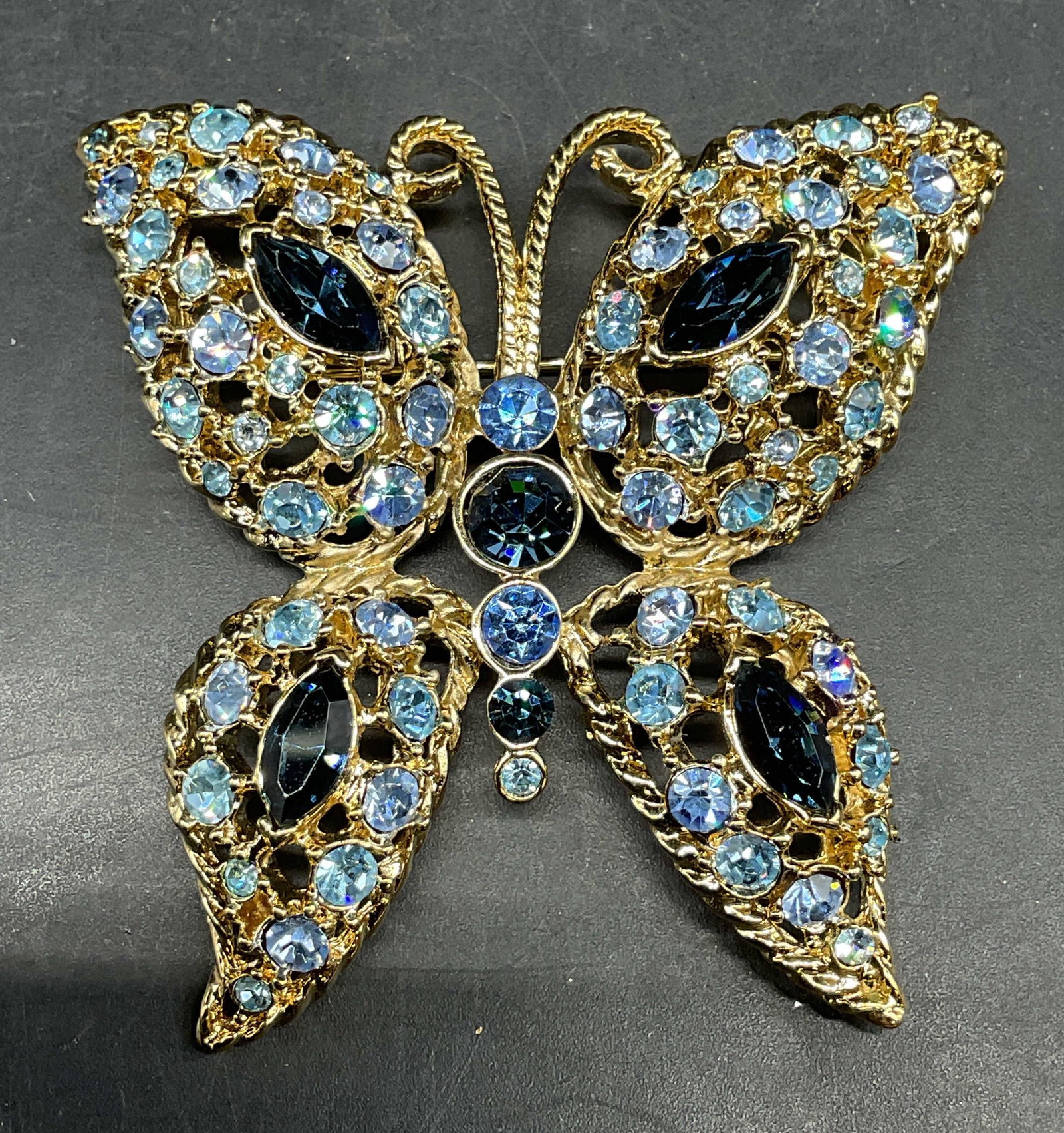 Vintage Napier Blue Crystal Butterfly Brooch (1 of 6)