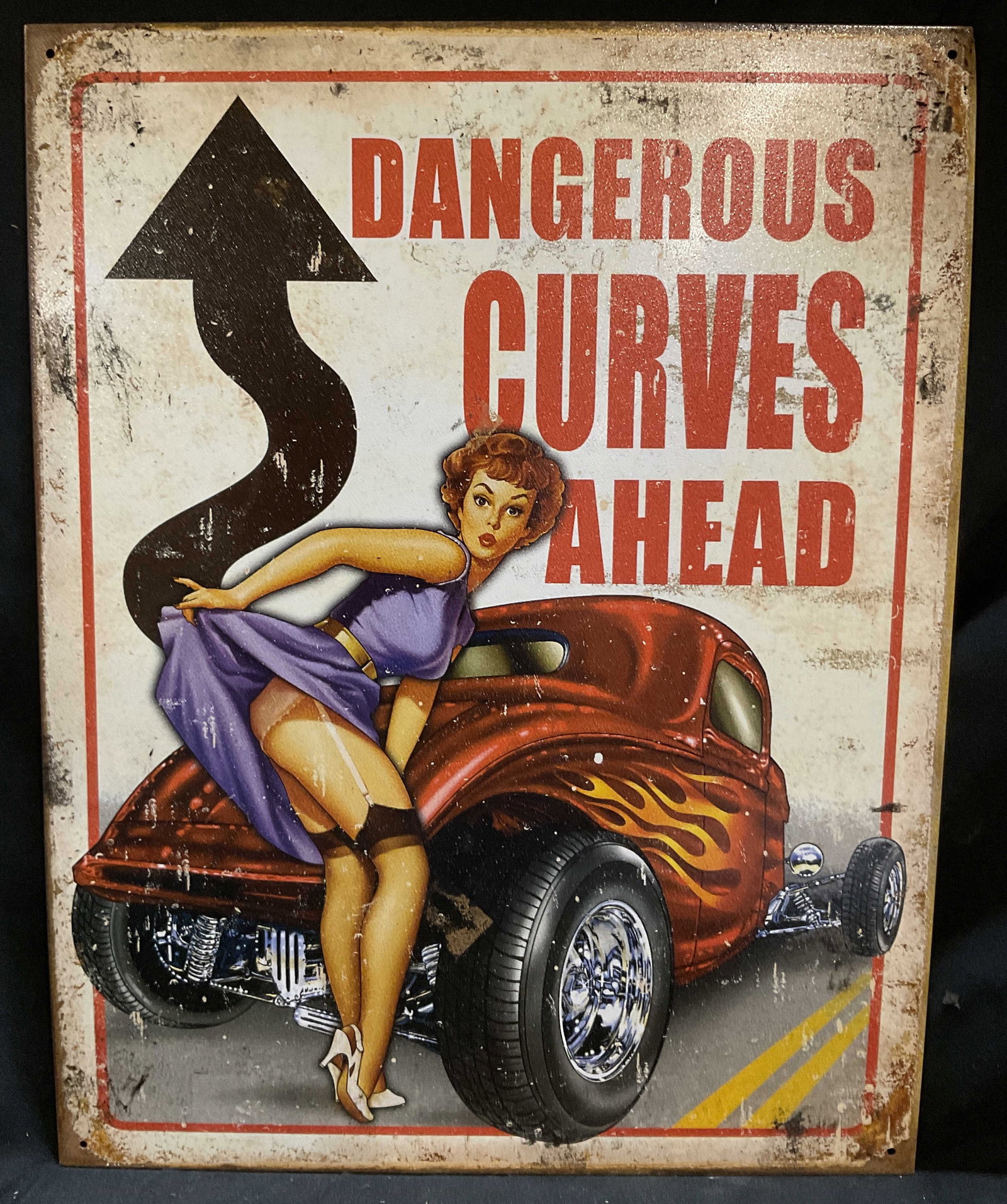 Desperate Enterprises Pin-Up Girl&Hot Rod Car Sign (1 of 6)