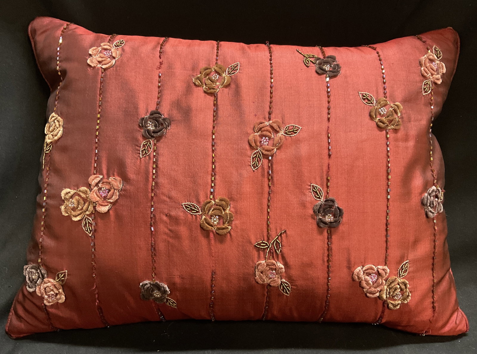 Velvet Rose & Beaded Accent Pillow (1 of 6)