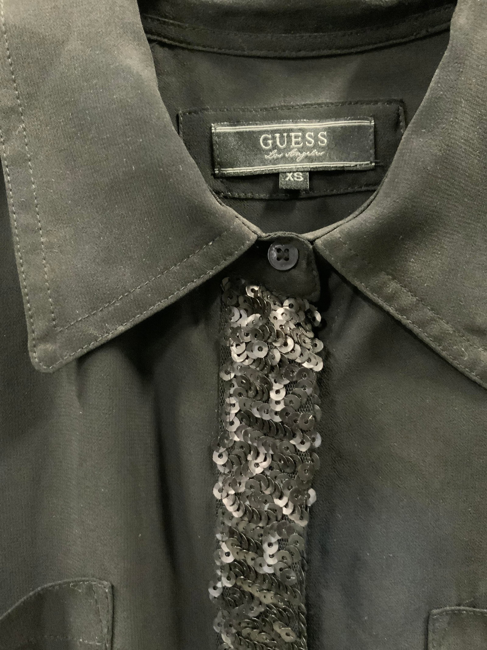 Guess button down sheer sequin shirt - 3