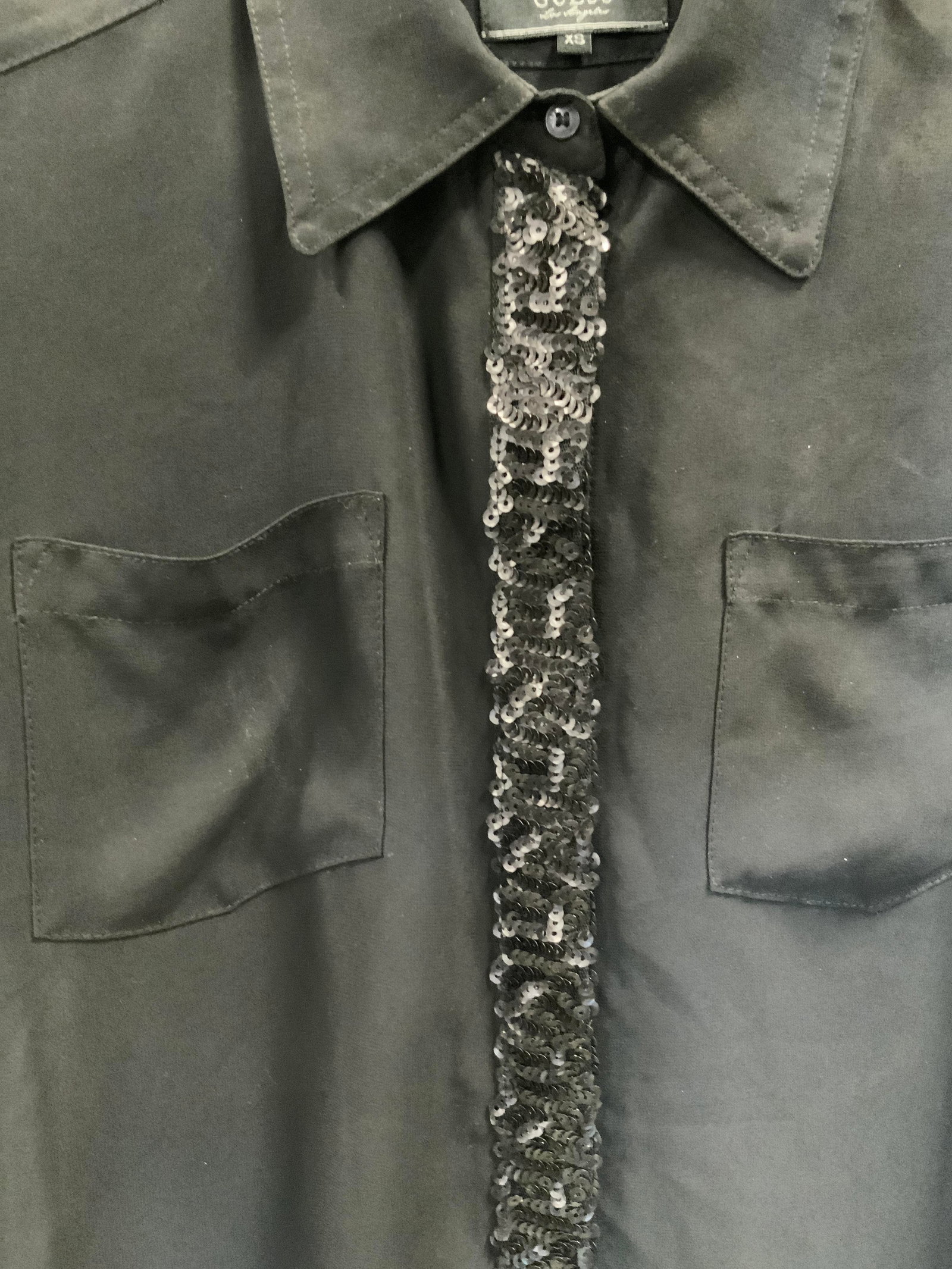 Guess button down sheer sequin shirt - 5