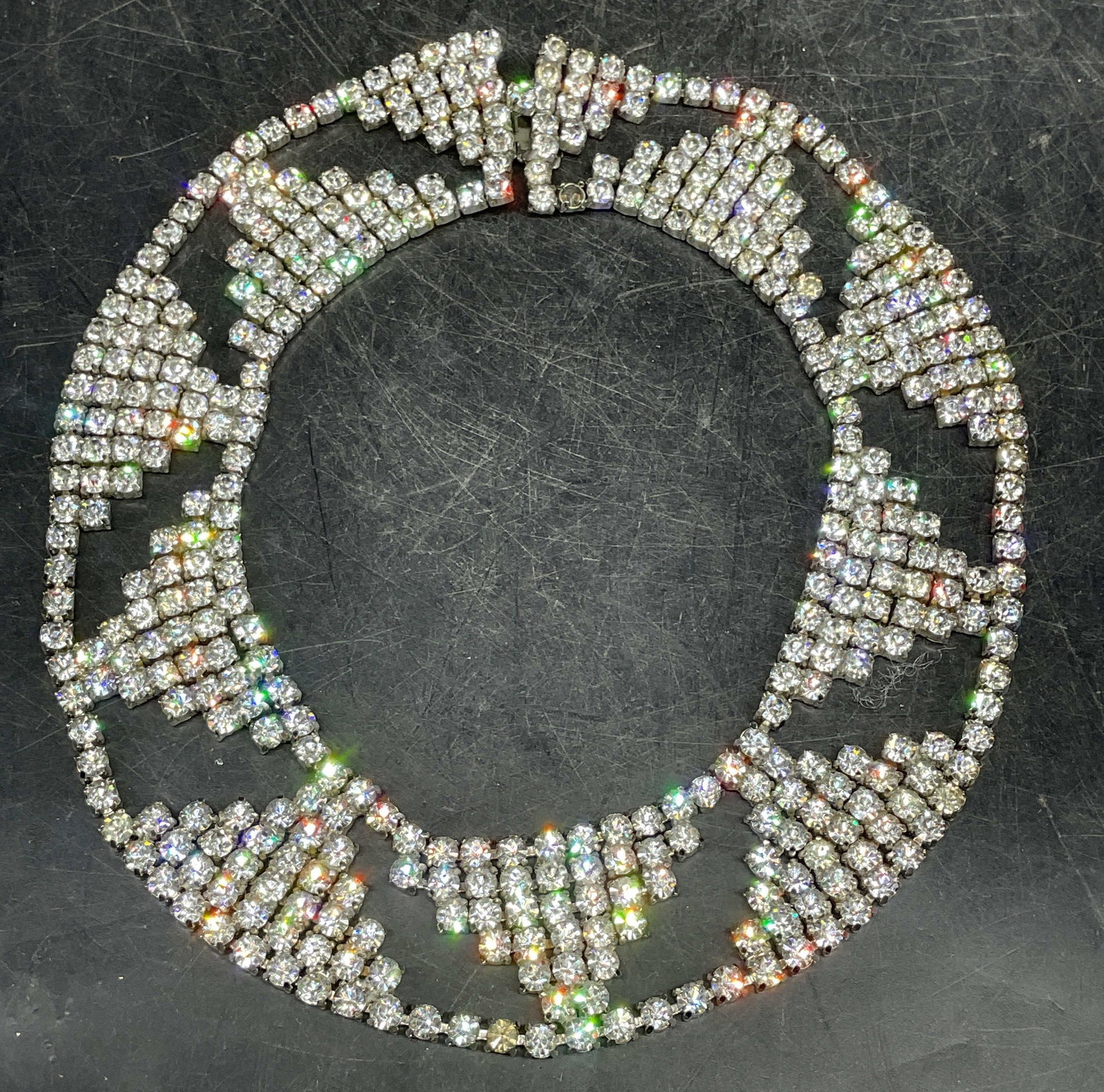 Vintage Silver Tone Crystal Collar Necklace (1 of 6)