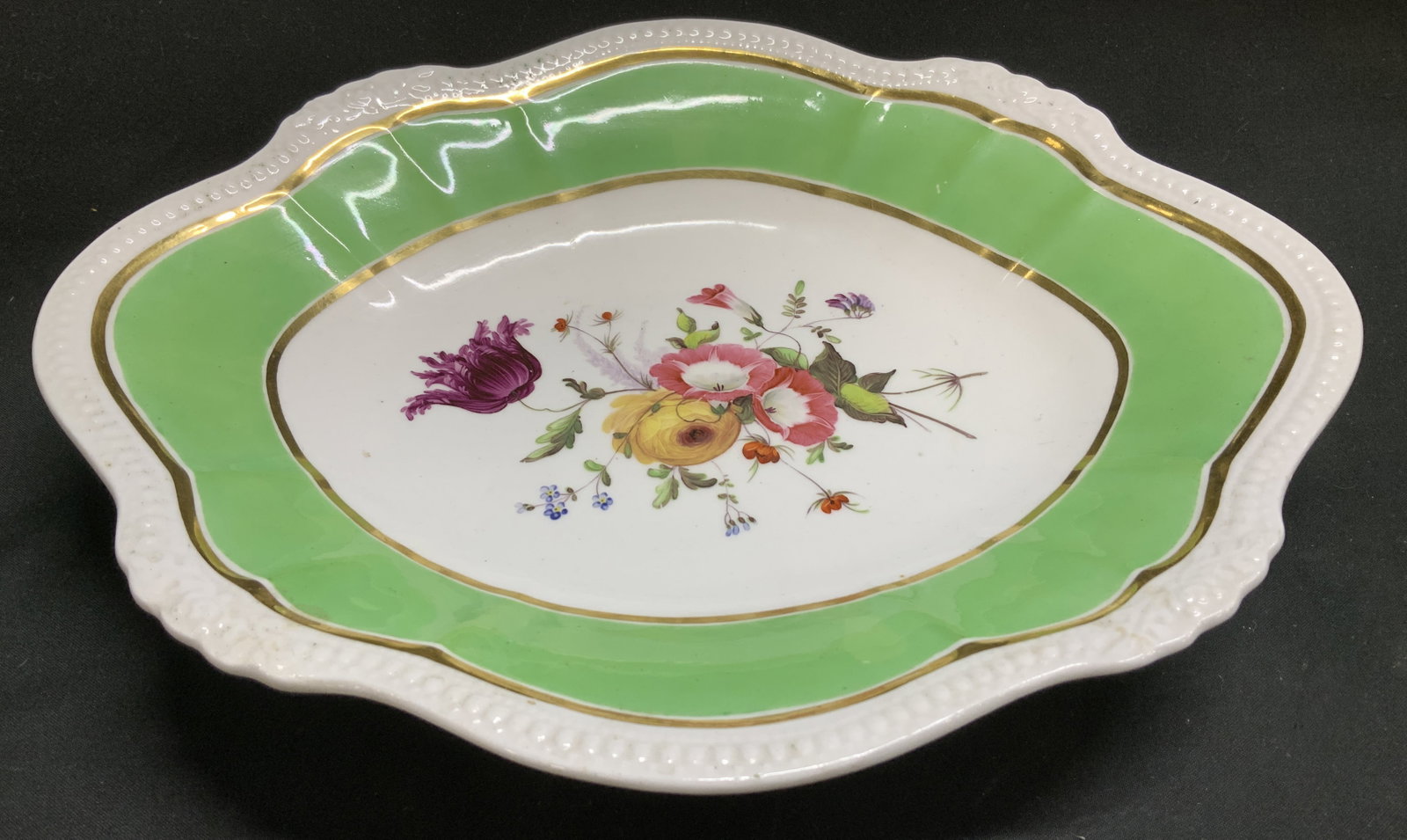 Vtg Attr Coalport Floral Motif Ceramic Gilt Dish (1 of 6)
