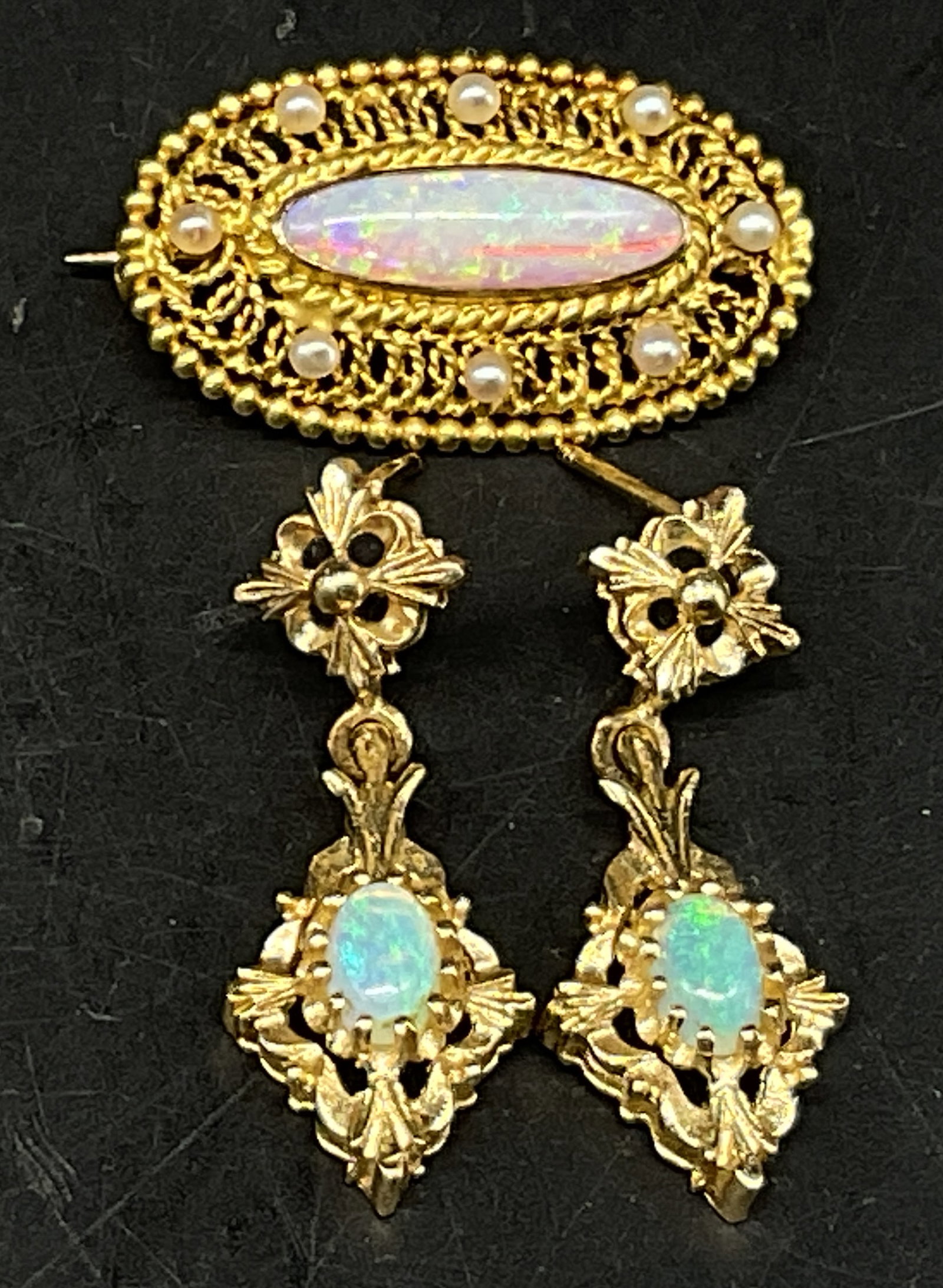 St3PC Vict-Revival Sty 14KT GOLD&Gemstone Jewelry