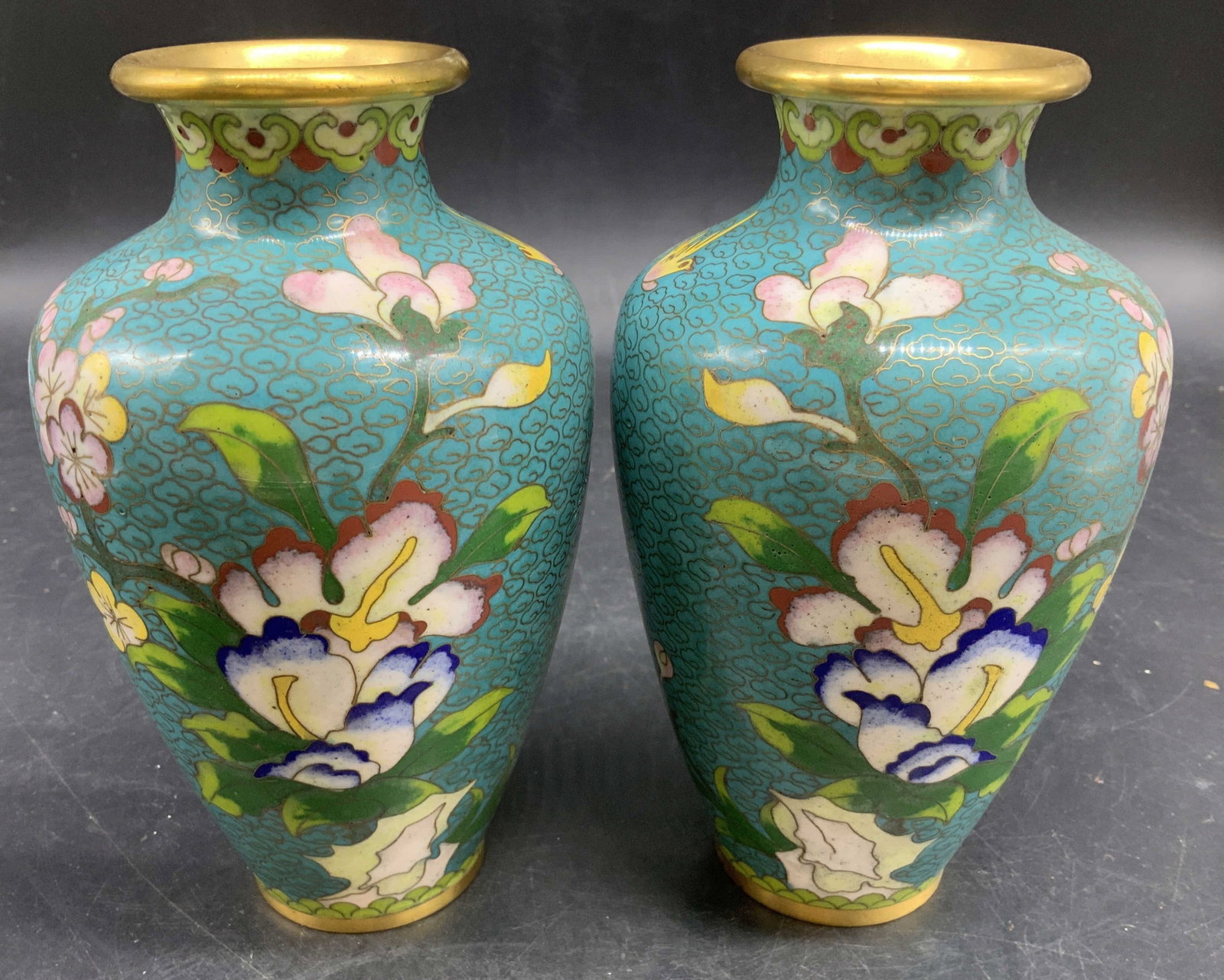 Pair Vintage Chinese Cloisonne Vases, (1 of 11)
