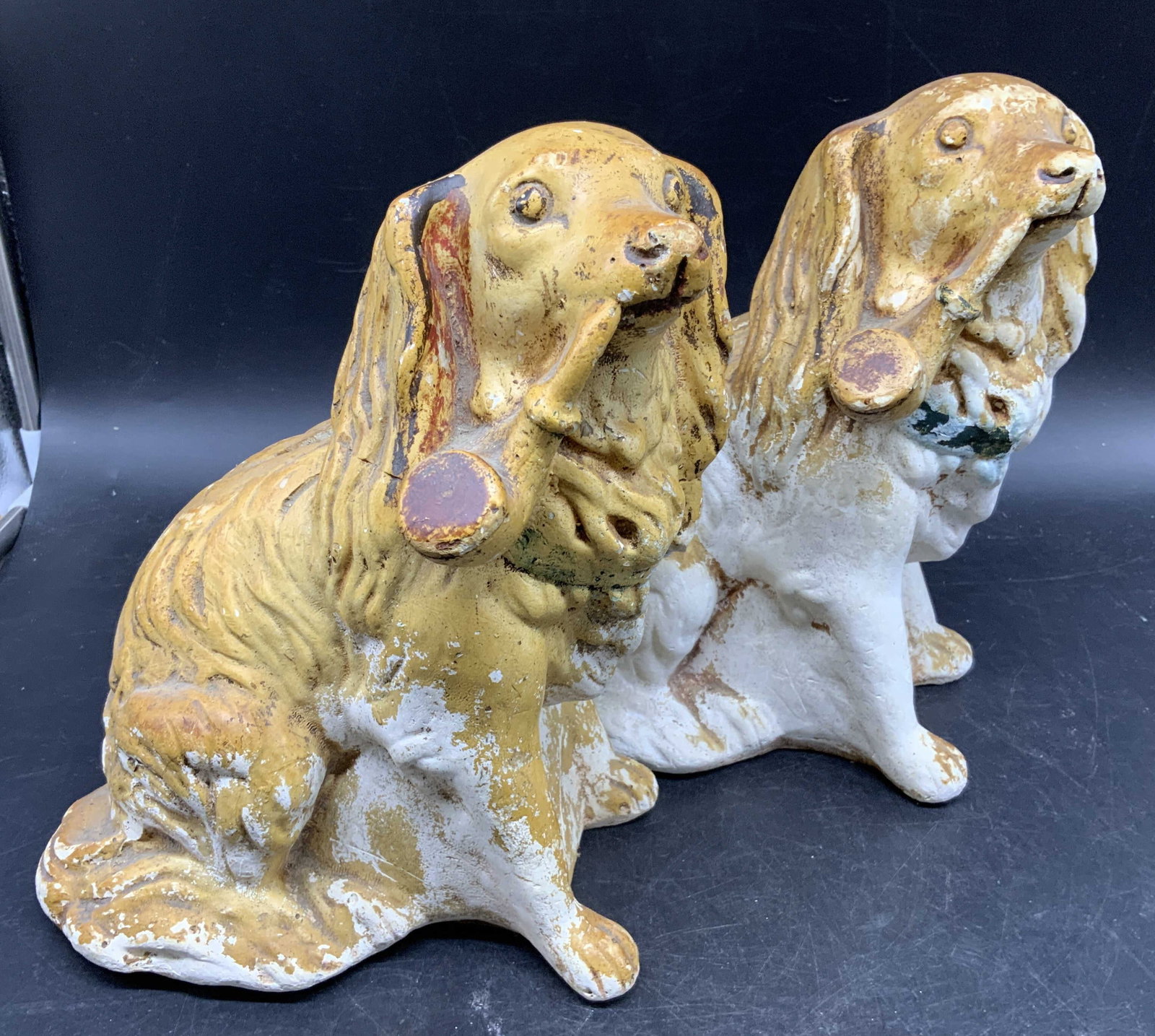 Pr Vintage Terra Cotta Spaniels w Pipes (1 of 11)