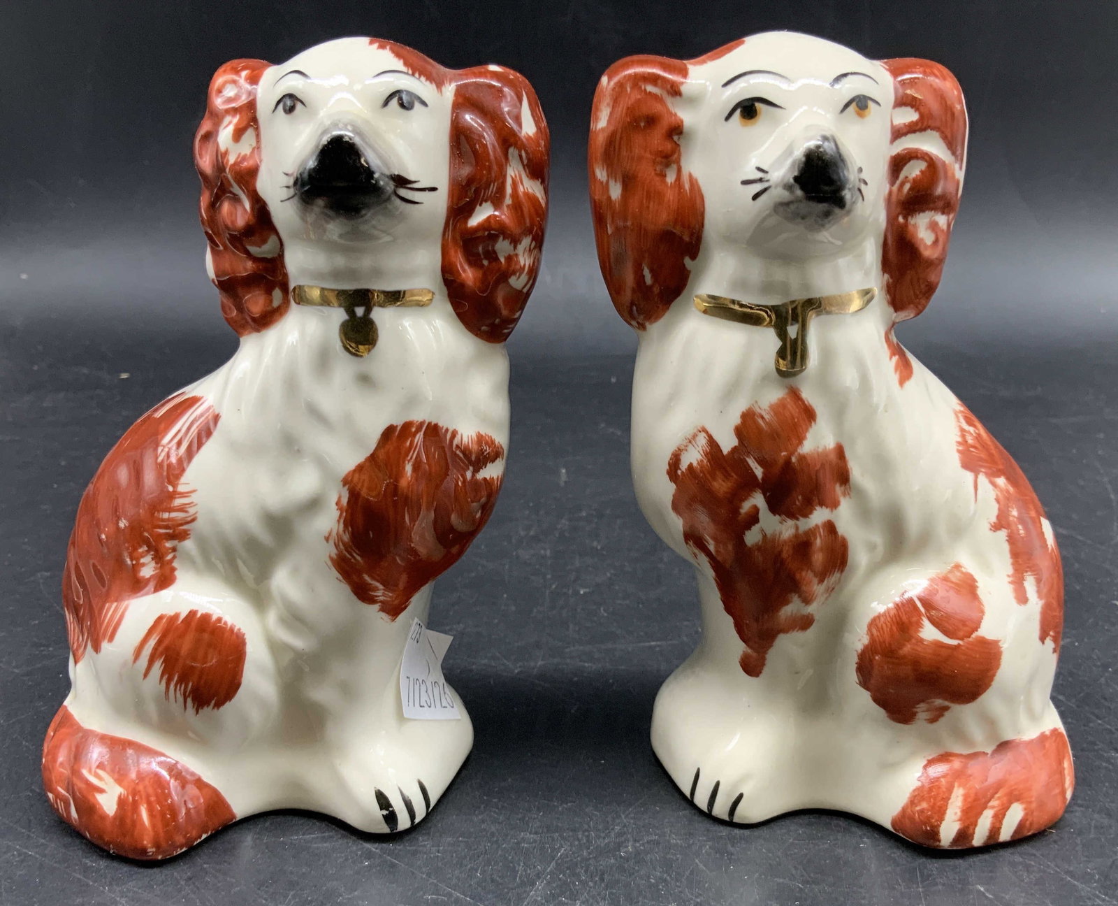 Antq Pr English Staffordshire Porcelain Spaniels (1 of 9)