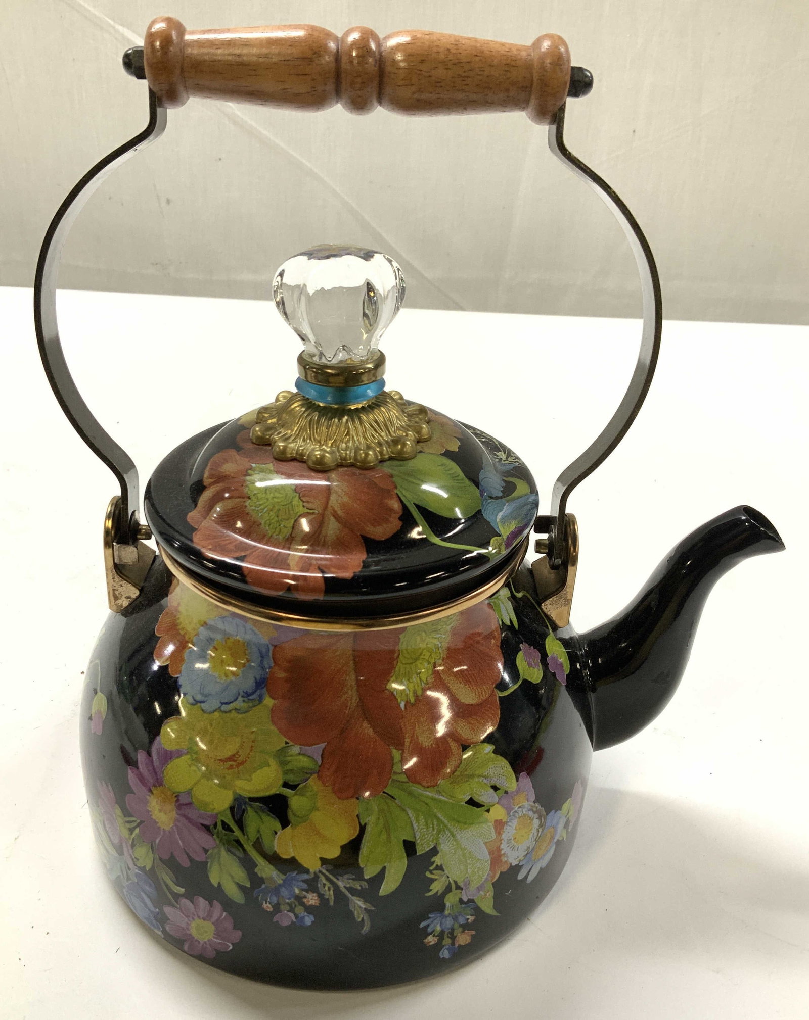 Mackenzie Childs Black Flower Market Tea Kettle (1 of 11)