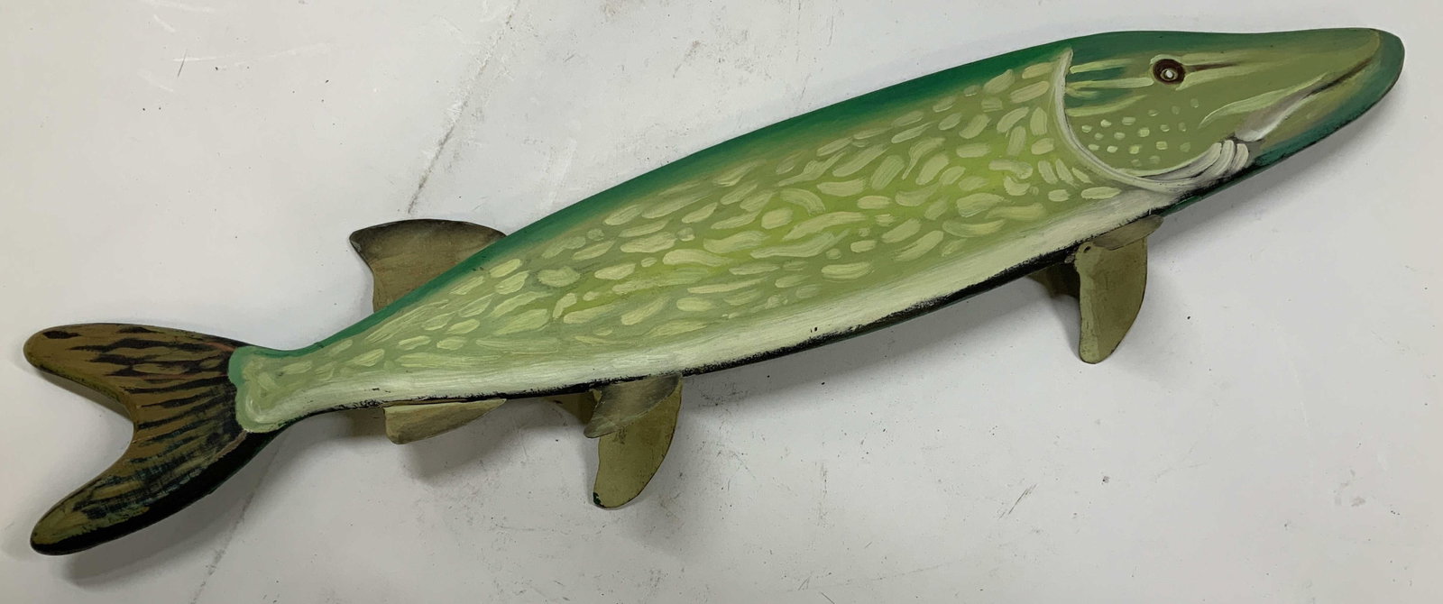 Hand Painted Folk Art Wood Metal Fish