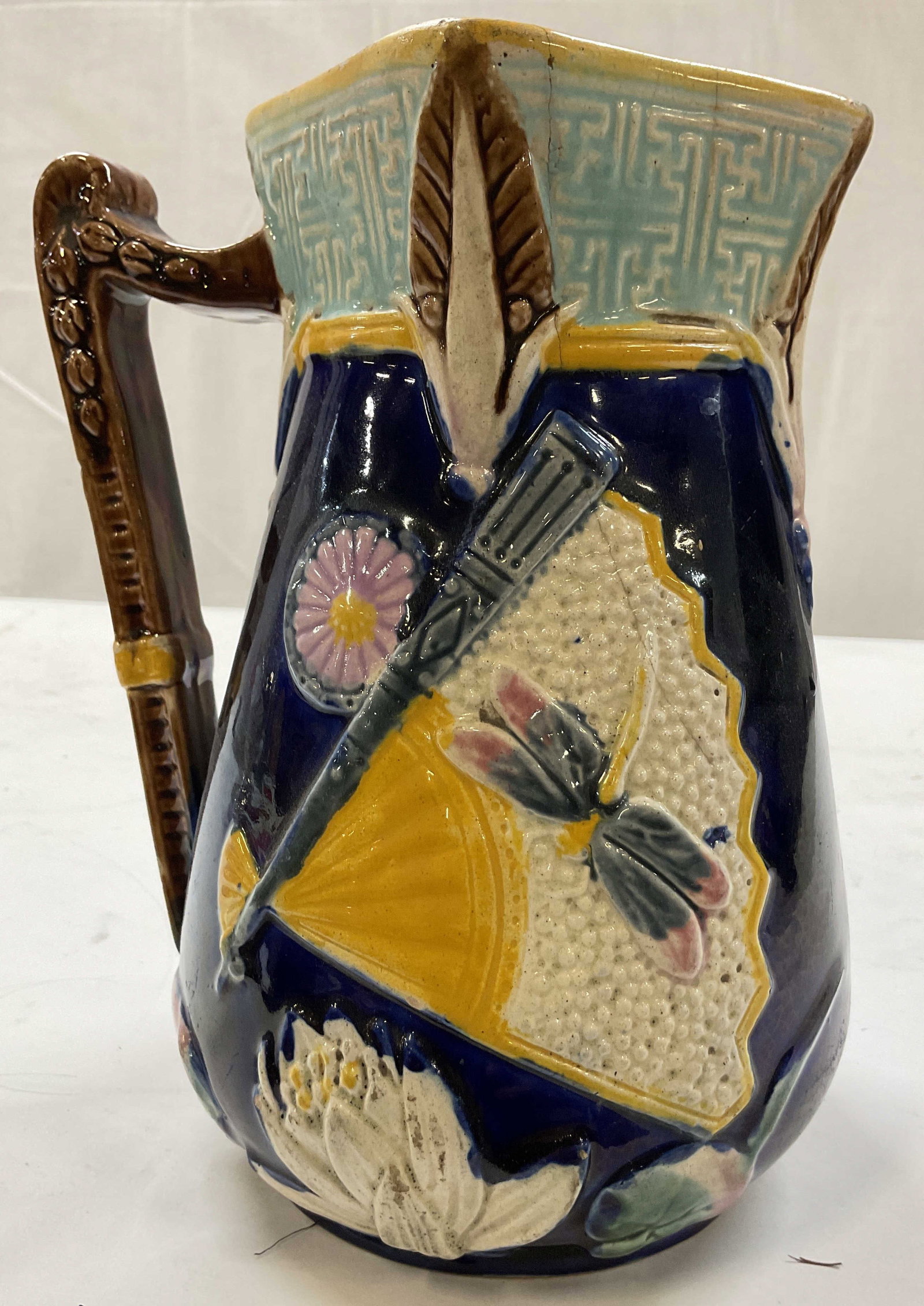 C1850 English Majolica Dragonfly Pitcher (1 of 14)
