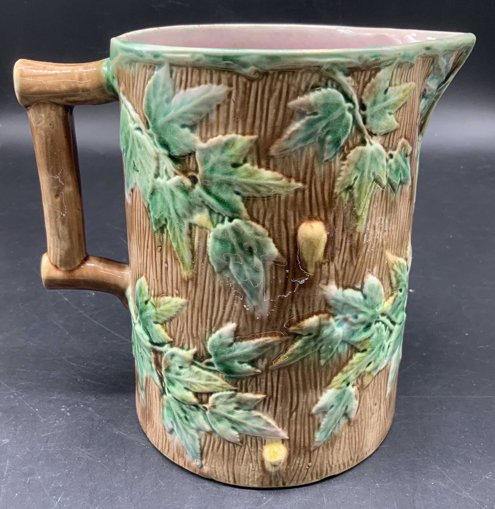 Antq Etruscan Majolica Leaf Form Pitcher (1 of 13)