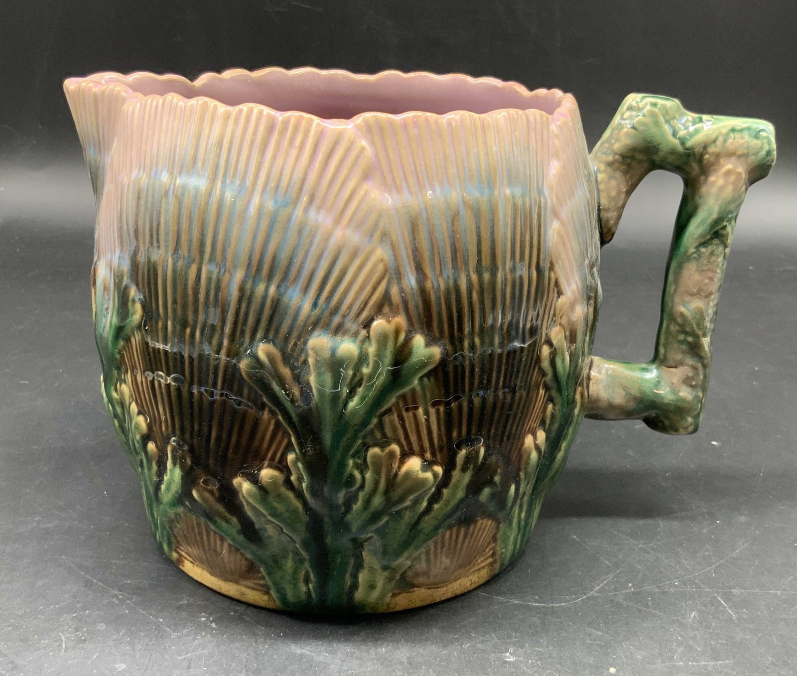 Antq Etruscan Shell Seaweed Majolica Pitcher (1 of 13)