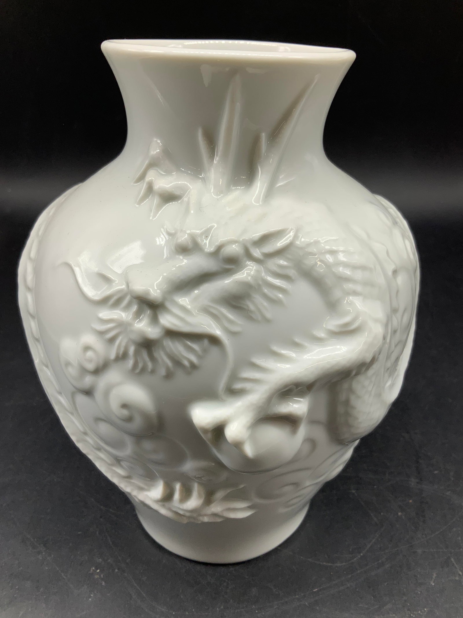 Vntg White Porcelain Dragon Form Vase (1 of 12)