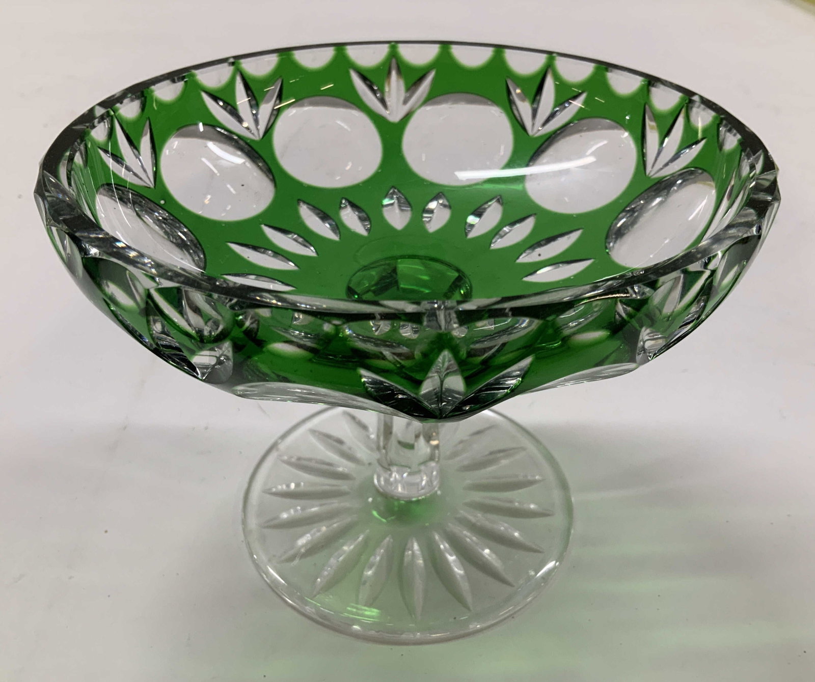 Emerald Green Cut To Clear Crystal Tazza (1 of 8)