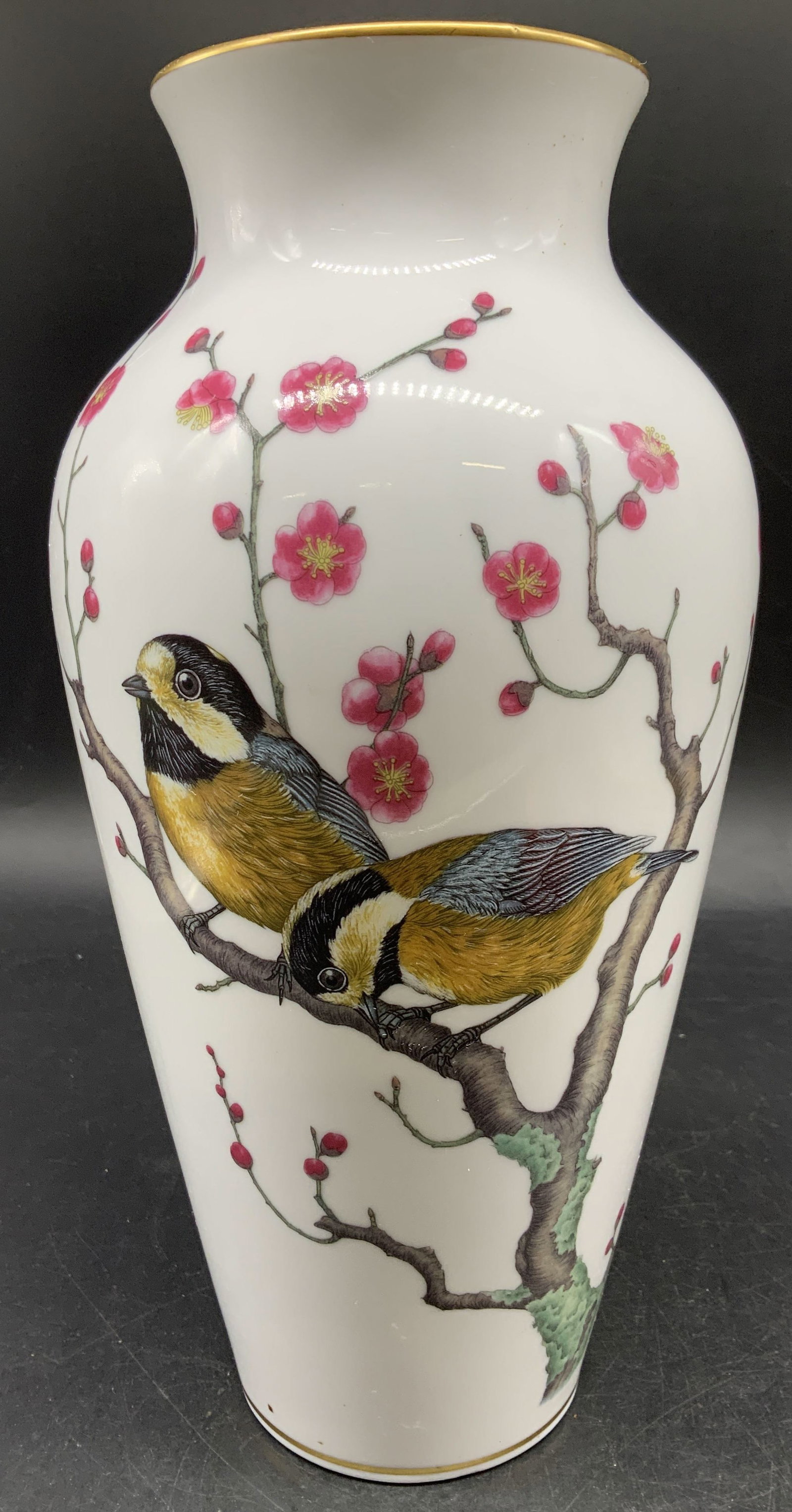 Vntg Franklin Porcelain Okazaki Bird Vase, Japan