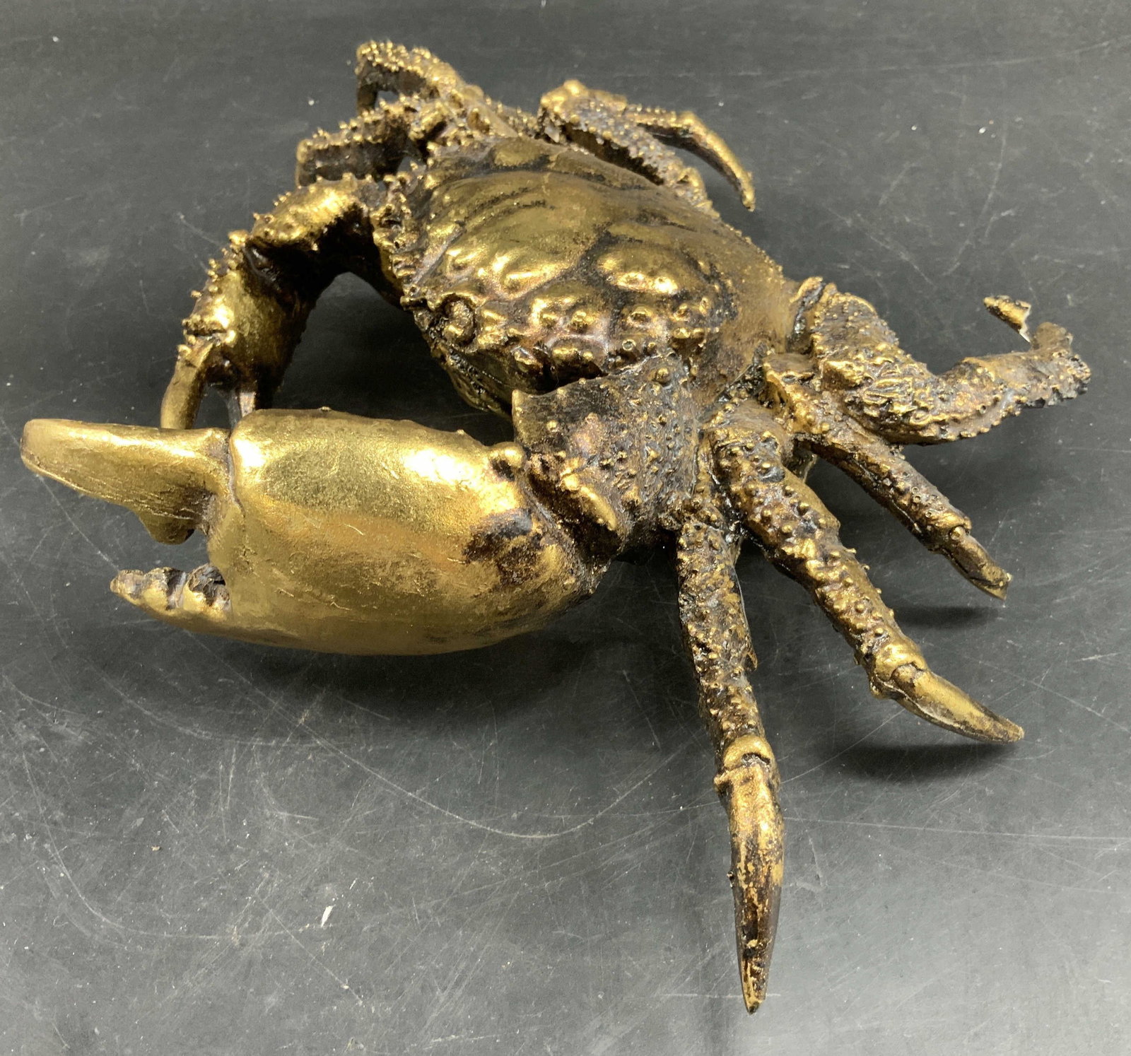 Gold Toned Metal Resin Crab Sculpture