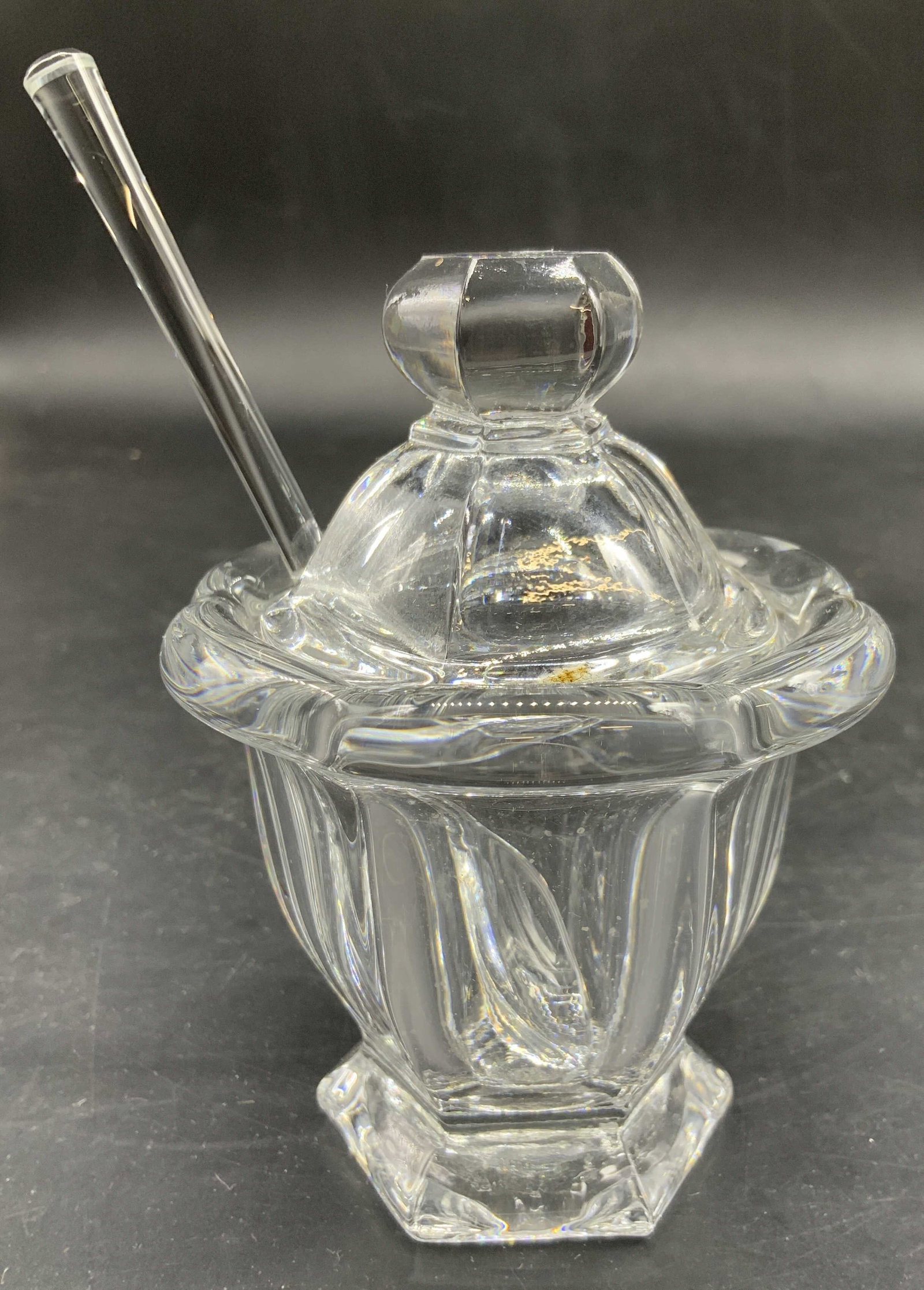Baccarat Crystal Jam Jar w Spoon, France (1 of 9)